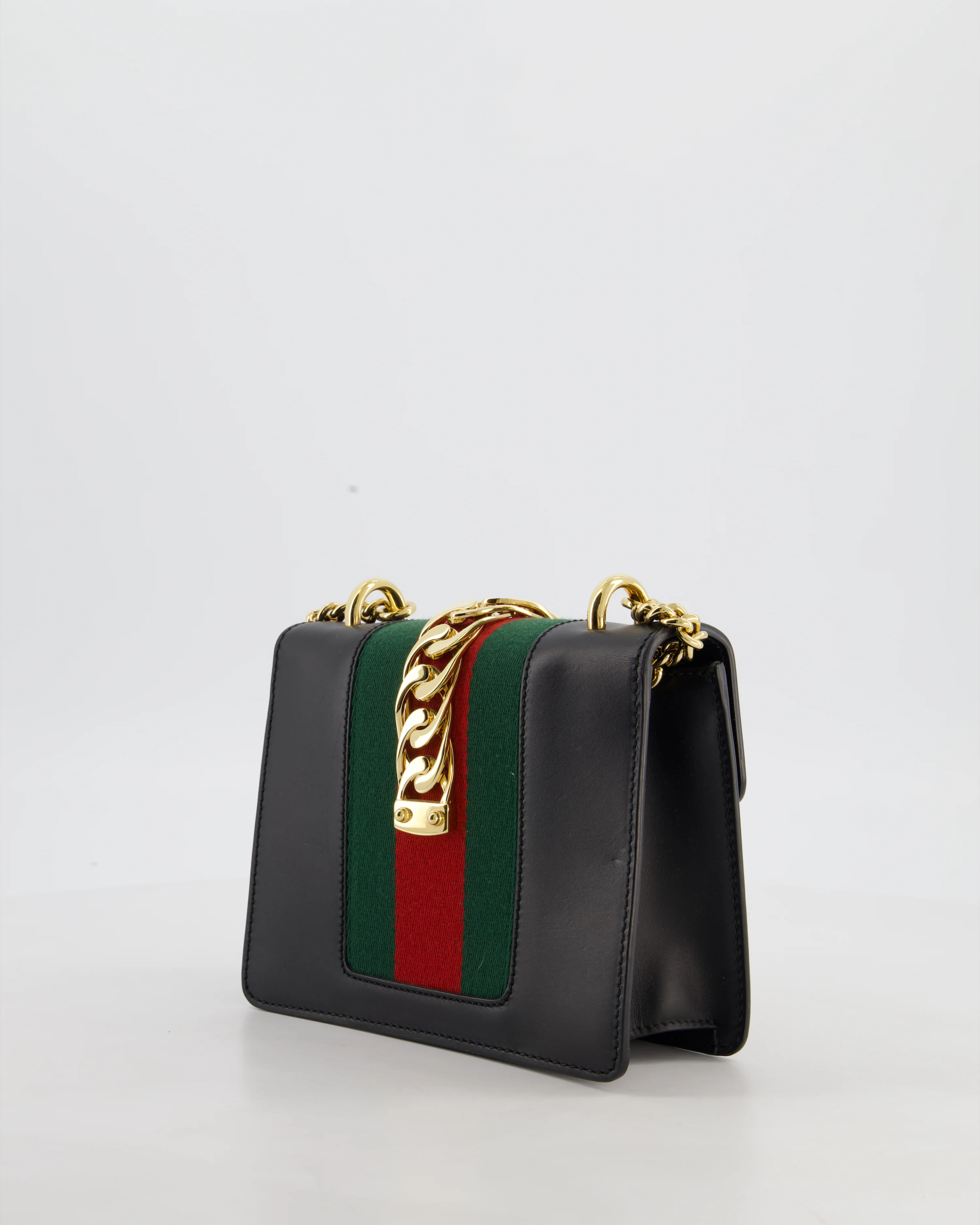Gucci Black Leather Small Sylvie Bag with Gold Hardware - Image 6