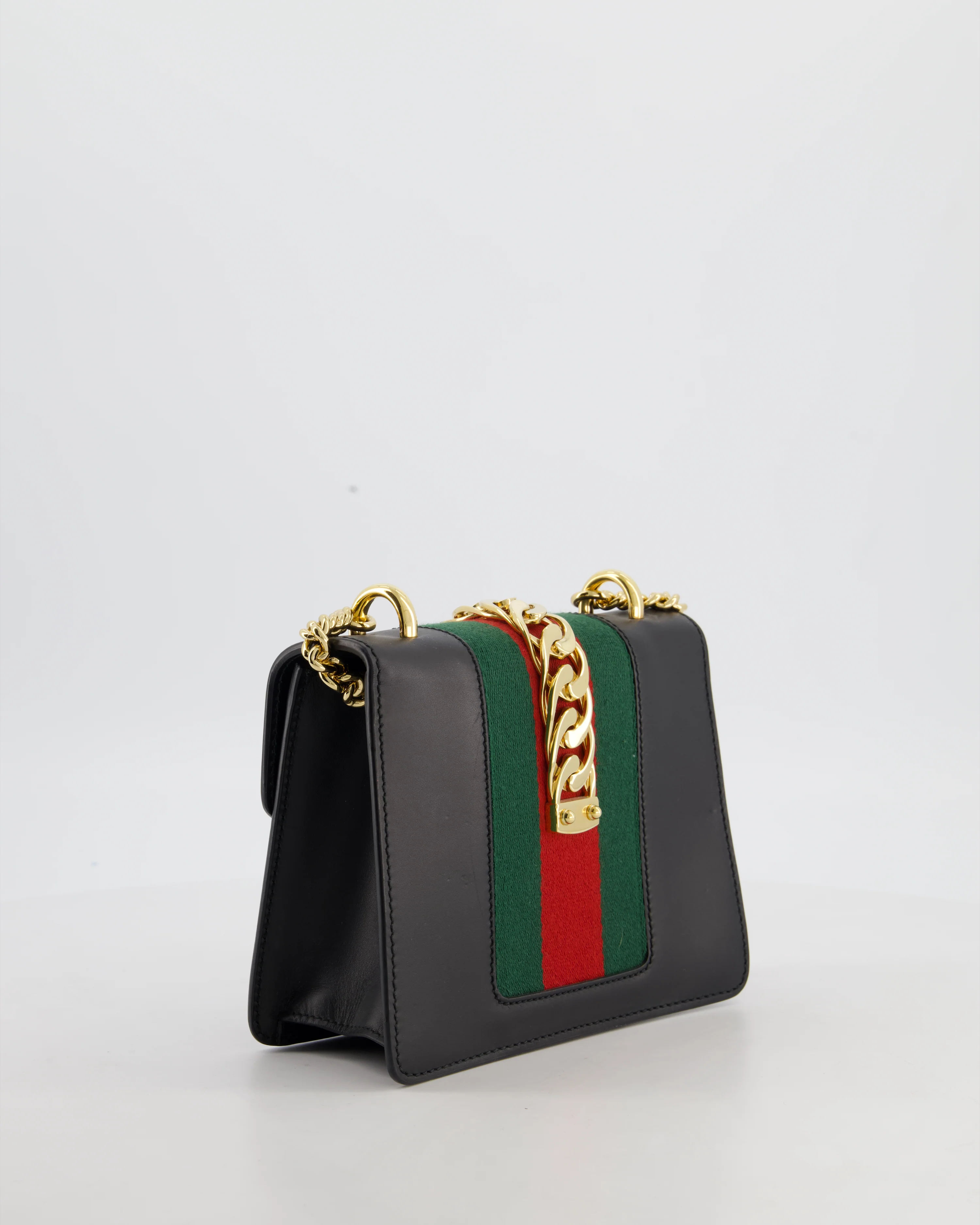 Gucci Black Leather Small Sylvie Bag with Gold Hardware - Image 8