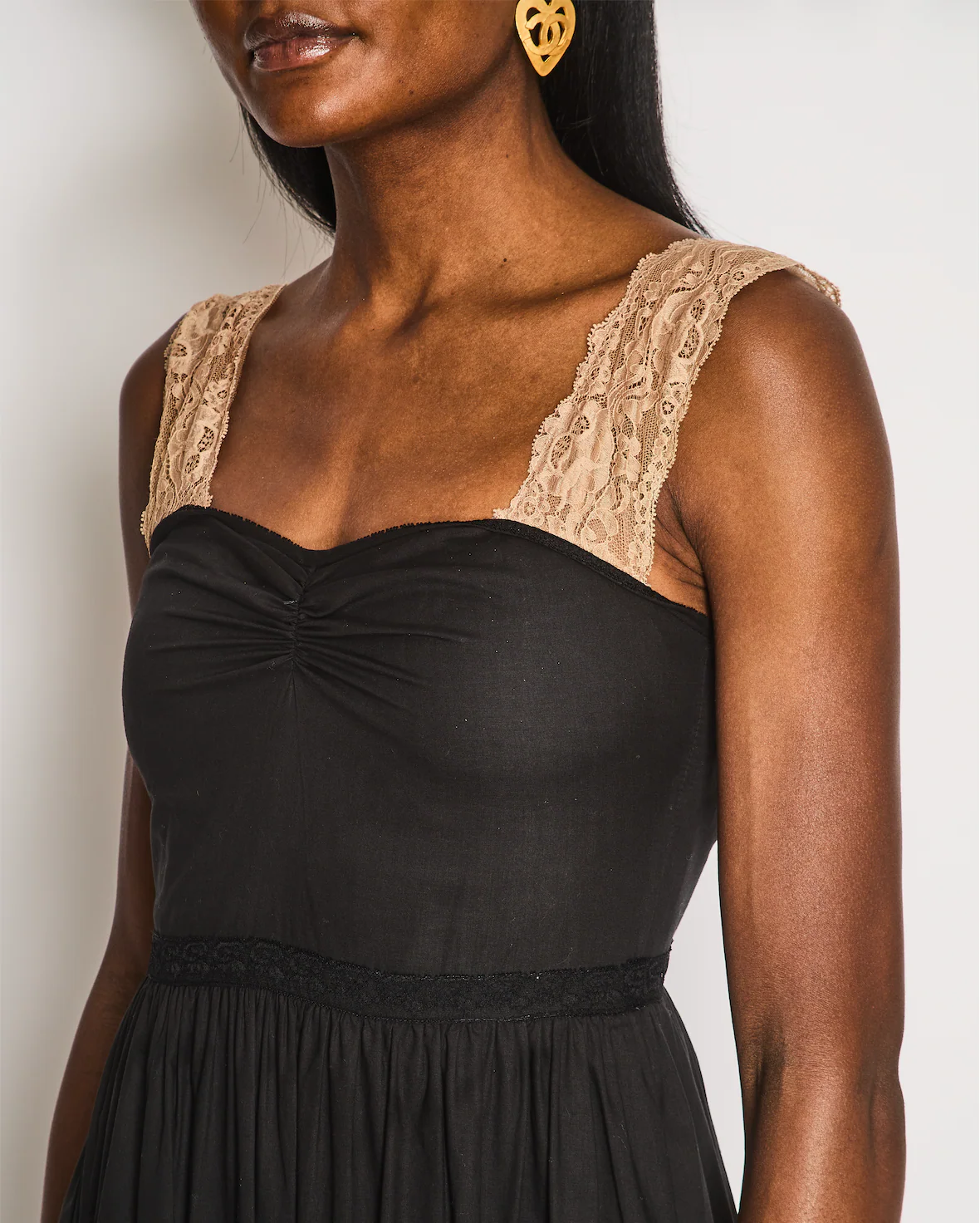 Gucci Black Maxi Dress with Brown Lace Details Size IT 38 (UK 6) - Image 3