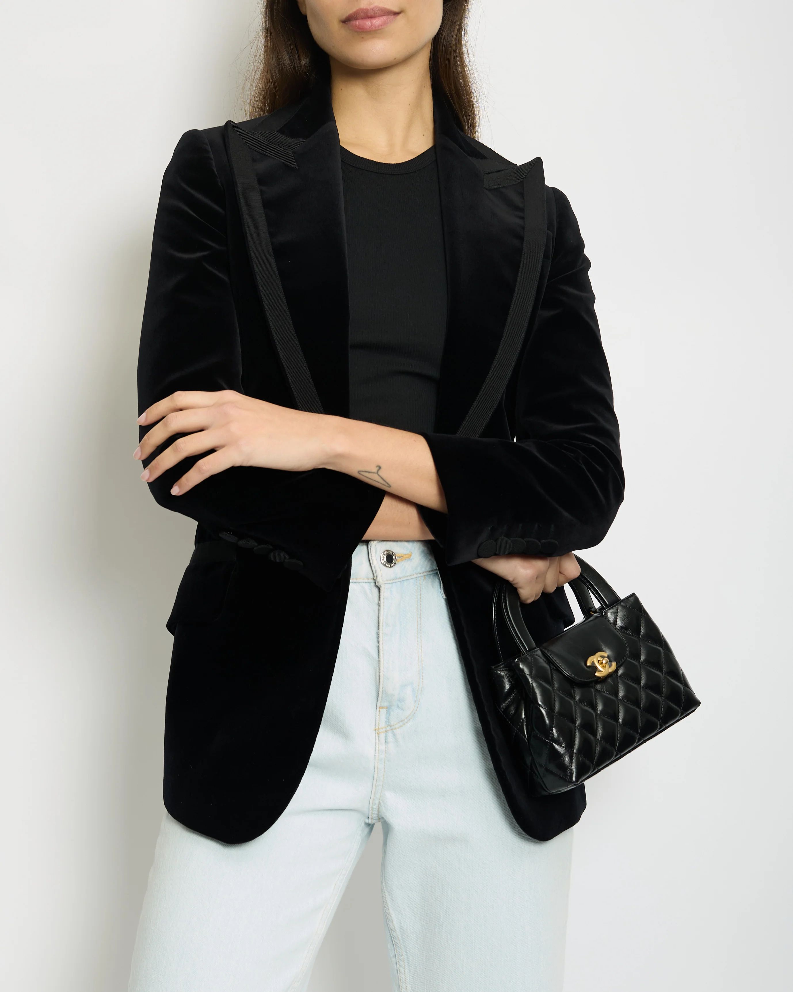 Gucci Black Velvet "HOLLYWOOD" Tiger Embellished Single Breasted Blazer IT 36 (UK 4) - Image 3