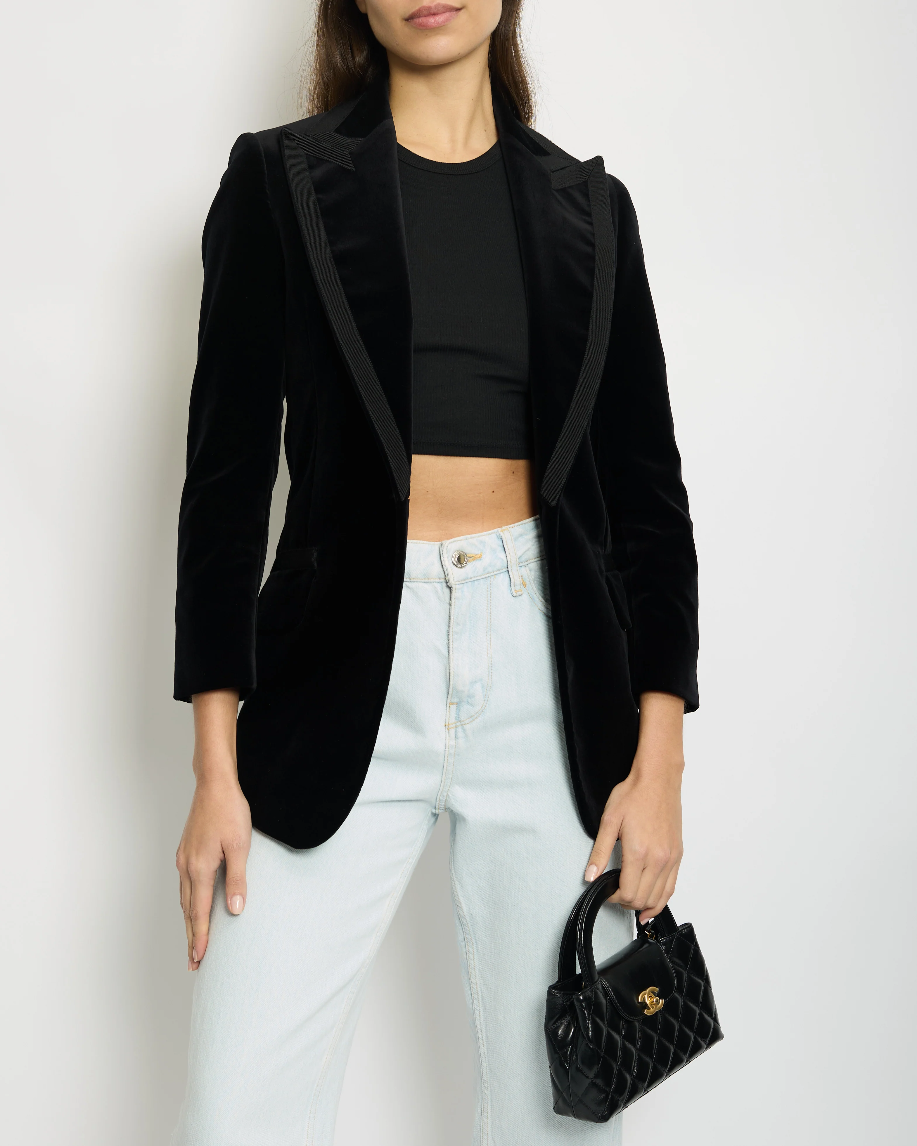 Gucci Black Velvet "HOLLYWOOD" Tiger Embellished Single Breasted Blazer IT 36 (UK 4) - Image 4