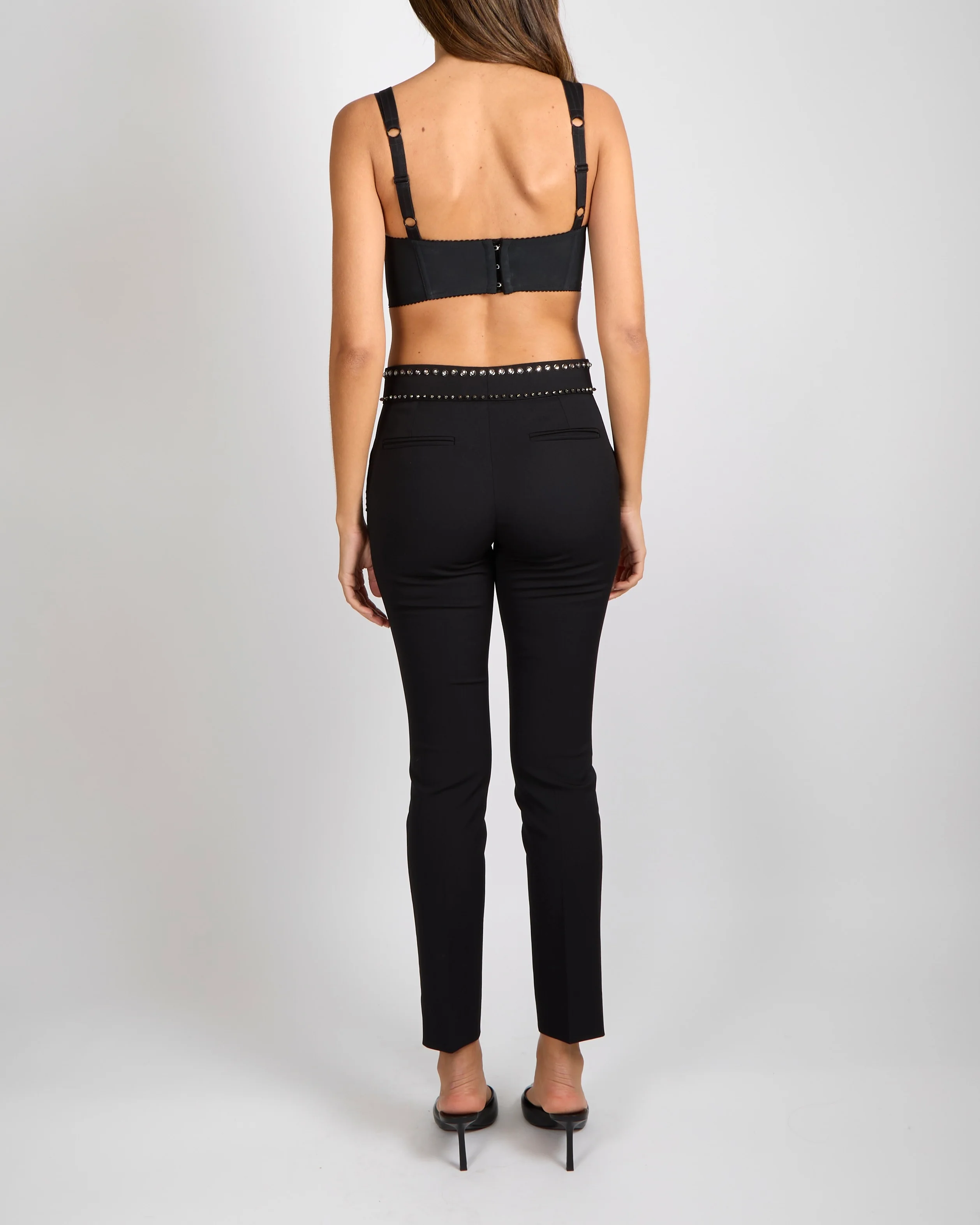 Gucci Black Wool Trousers with Crystal Embellishments Size IT 38 (UK 6) - Image 3