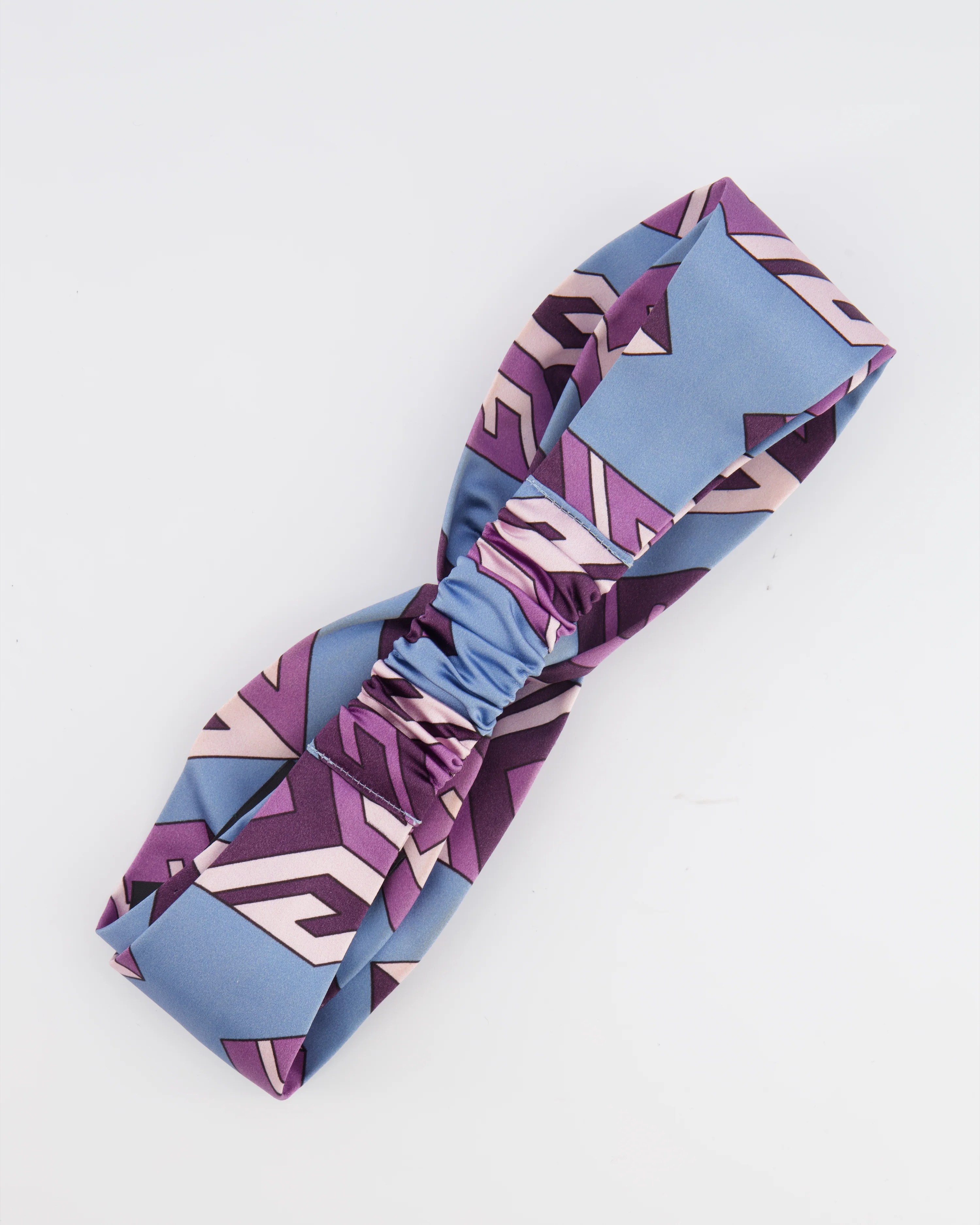 Gucci Blue and Purple Silk Logo Headband with Top Knot Detail - Image 4