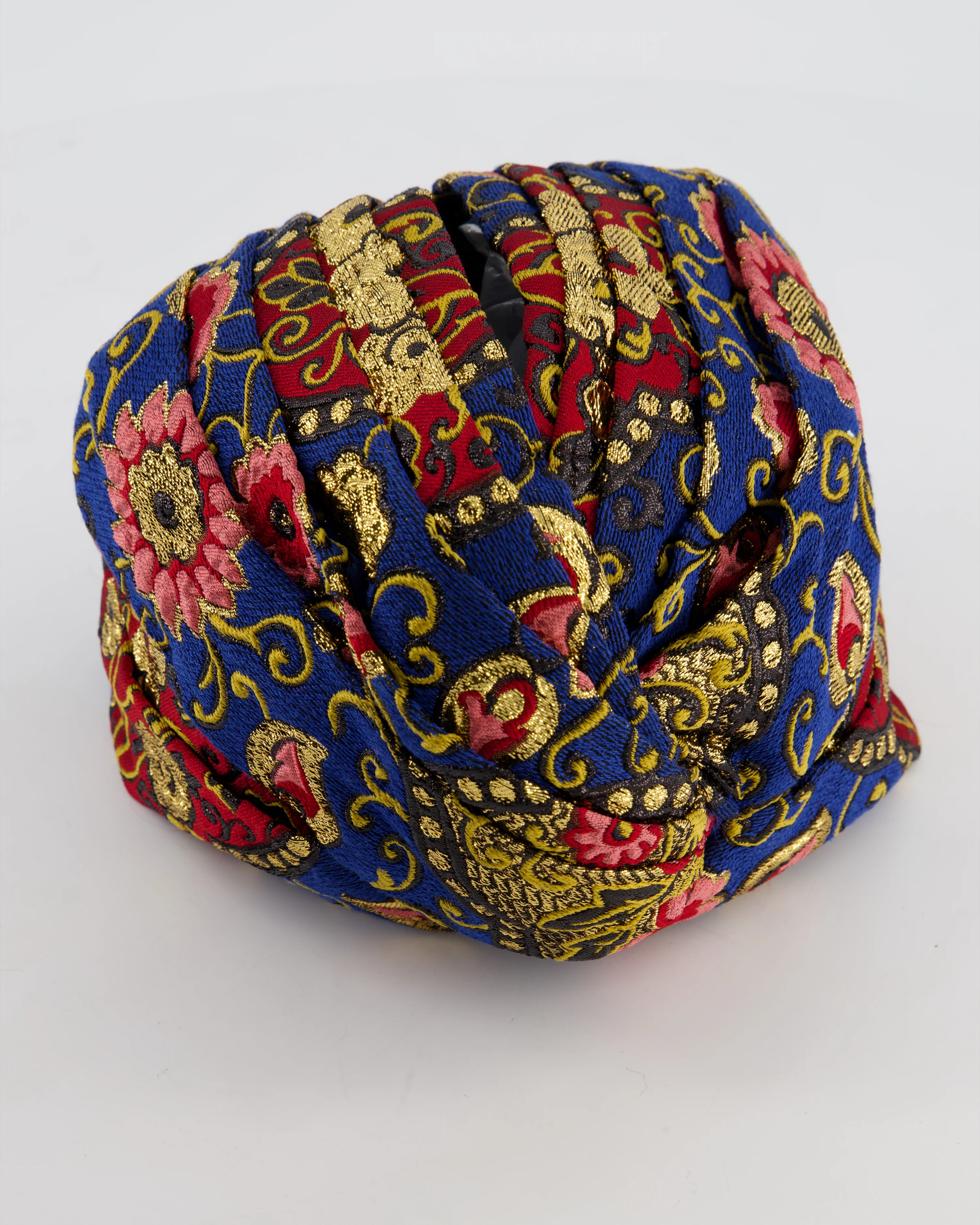 Gucci Blue, Pink, Red and Gold Floral Embroidered Hat Size L - Image 4