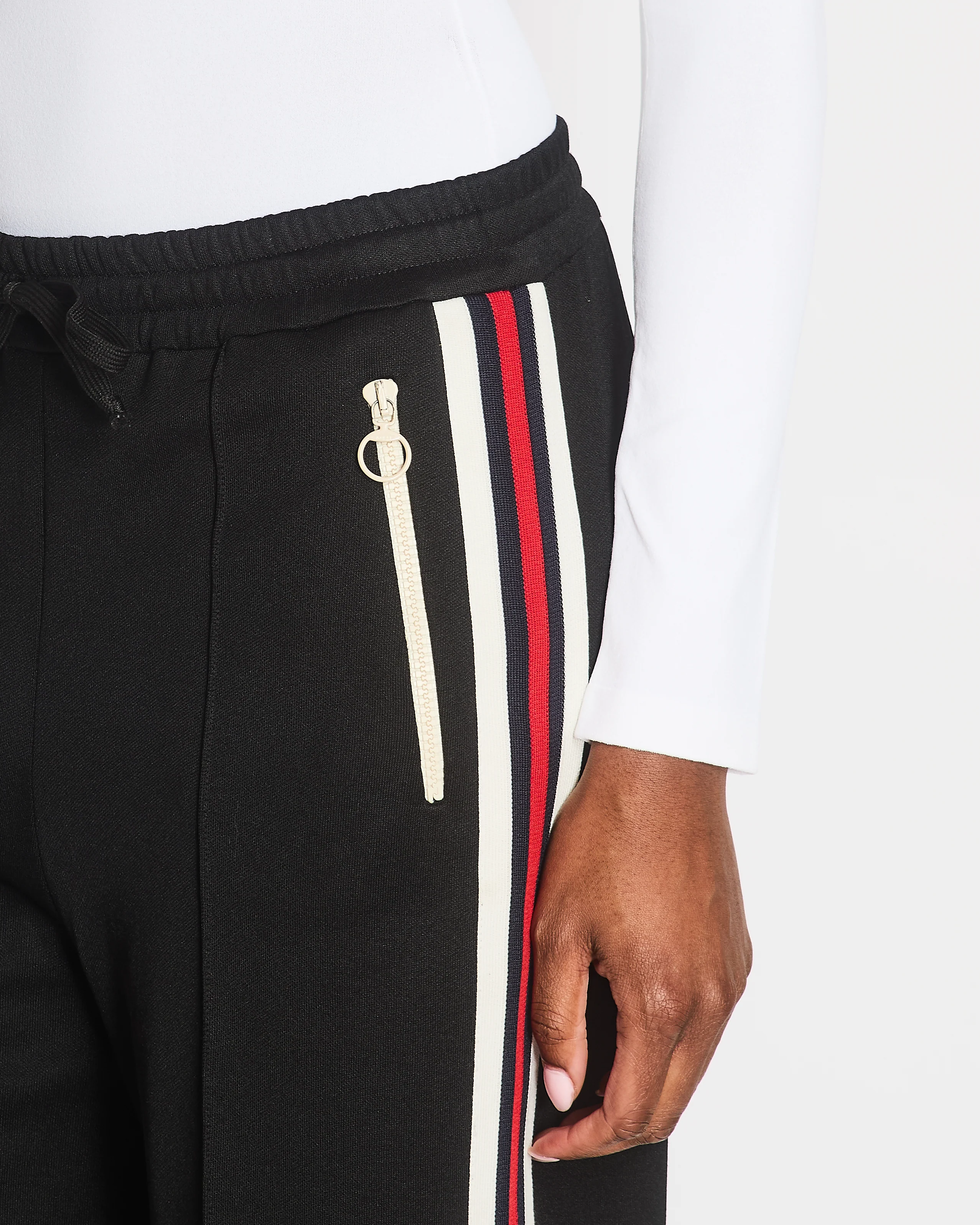 Gucci Black Flower Patch Culottes with Blue, Red and White Stripe Detail and Zipper Pockets Size S (UK 8) - Image 3