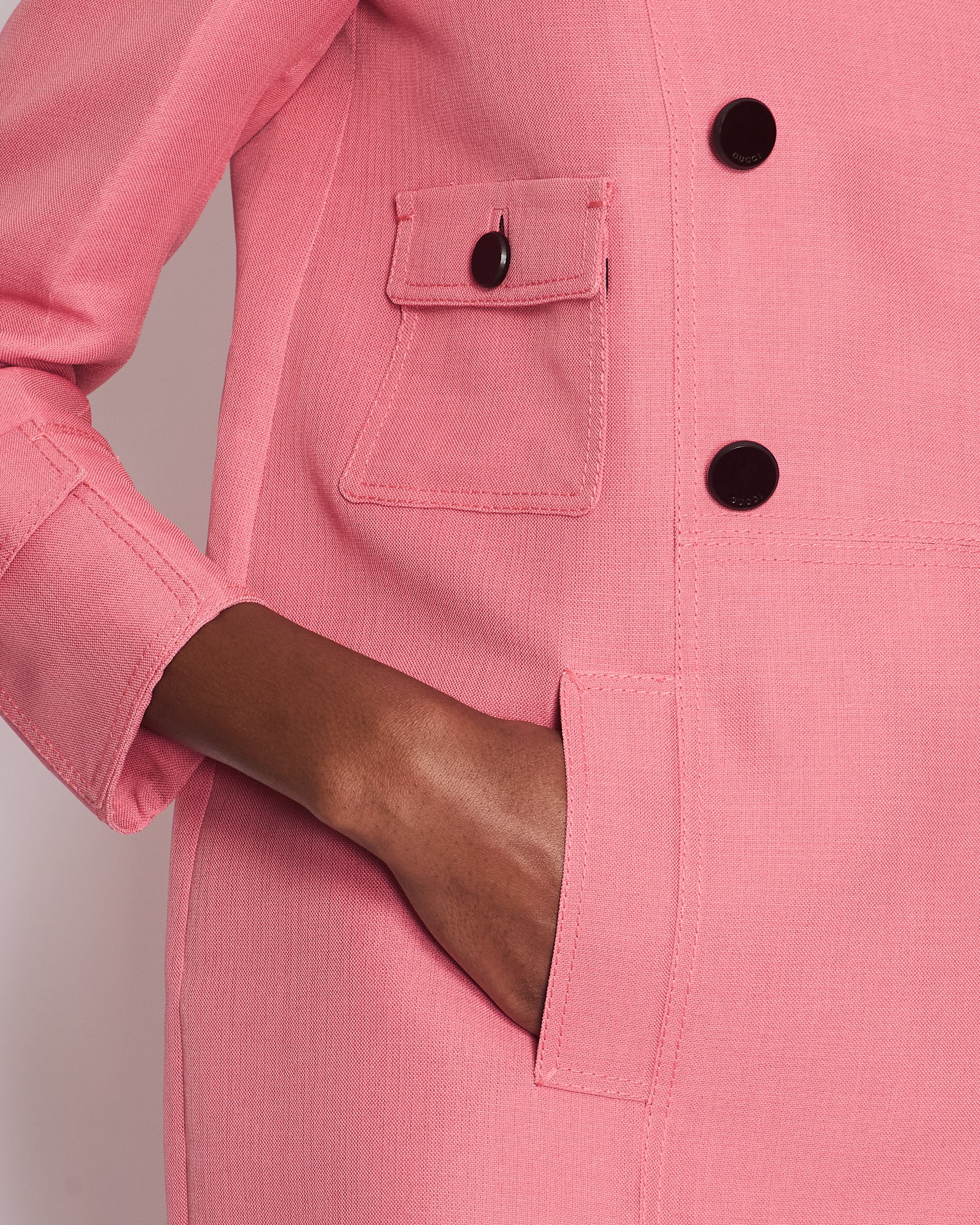 Gucci by Tom Ford Bubble-gum Pink Double Breasted Silk Summer Coat Size It 40 (UK 8) - Image 2
