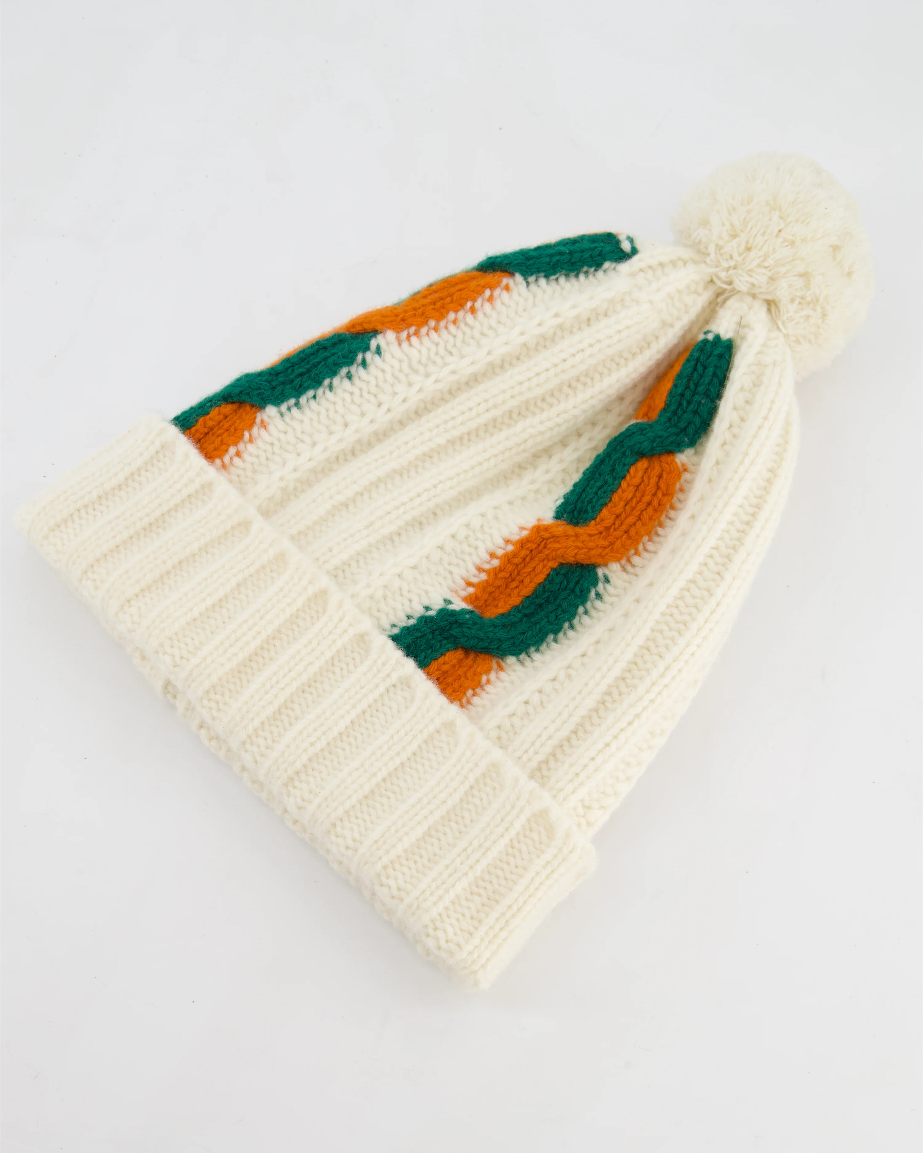 Gucci Cream Knitted Pom Pom Beanie Hat Size M - Image 2