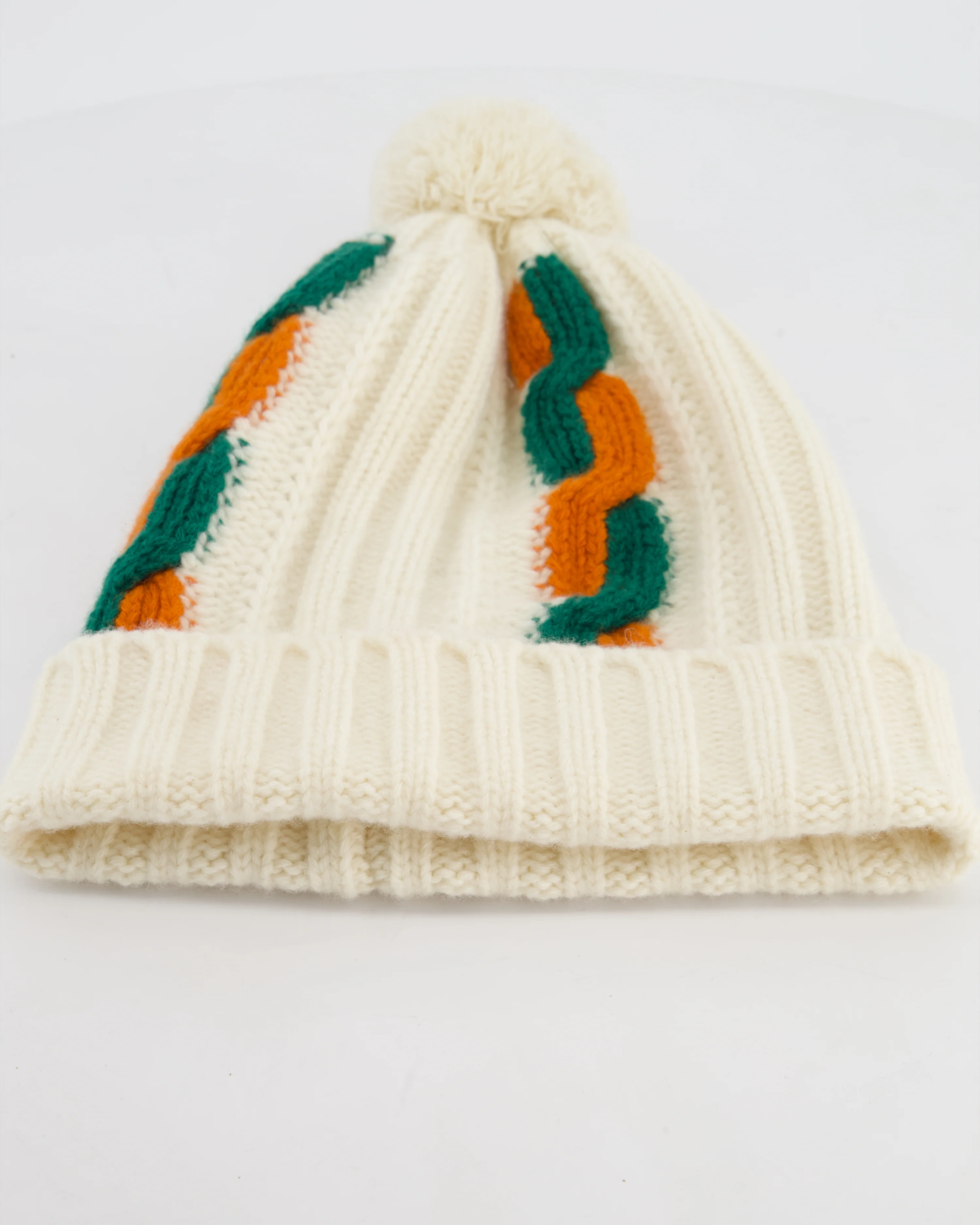 Gucci Cream Knitted Pom Pom Beanie Hat Size M - Image 4