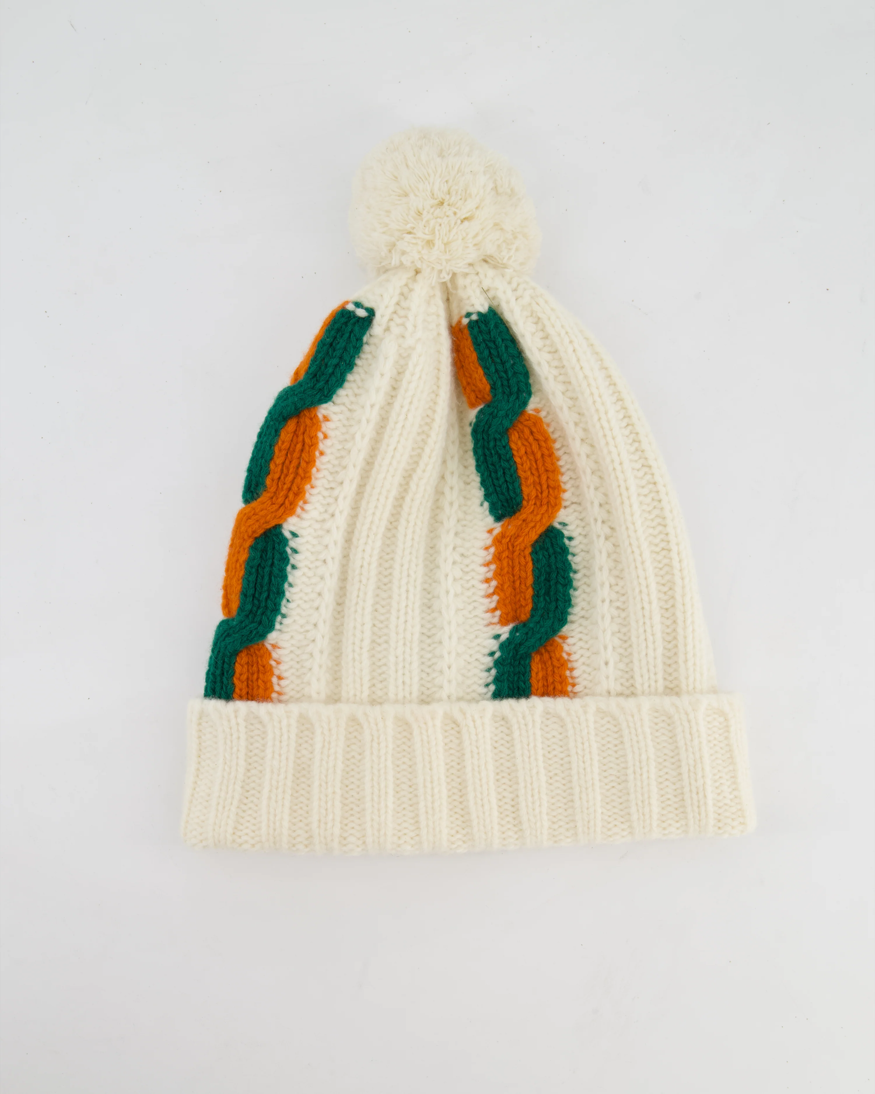 Gucci Cream Knitted Pom Pom Beanie Hat Size M - Image 5