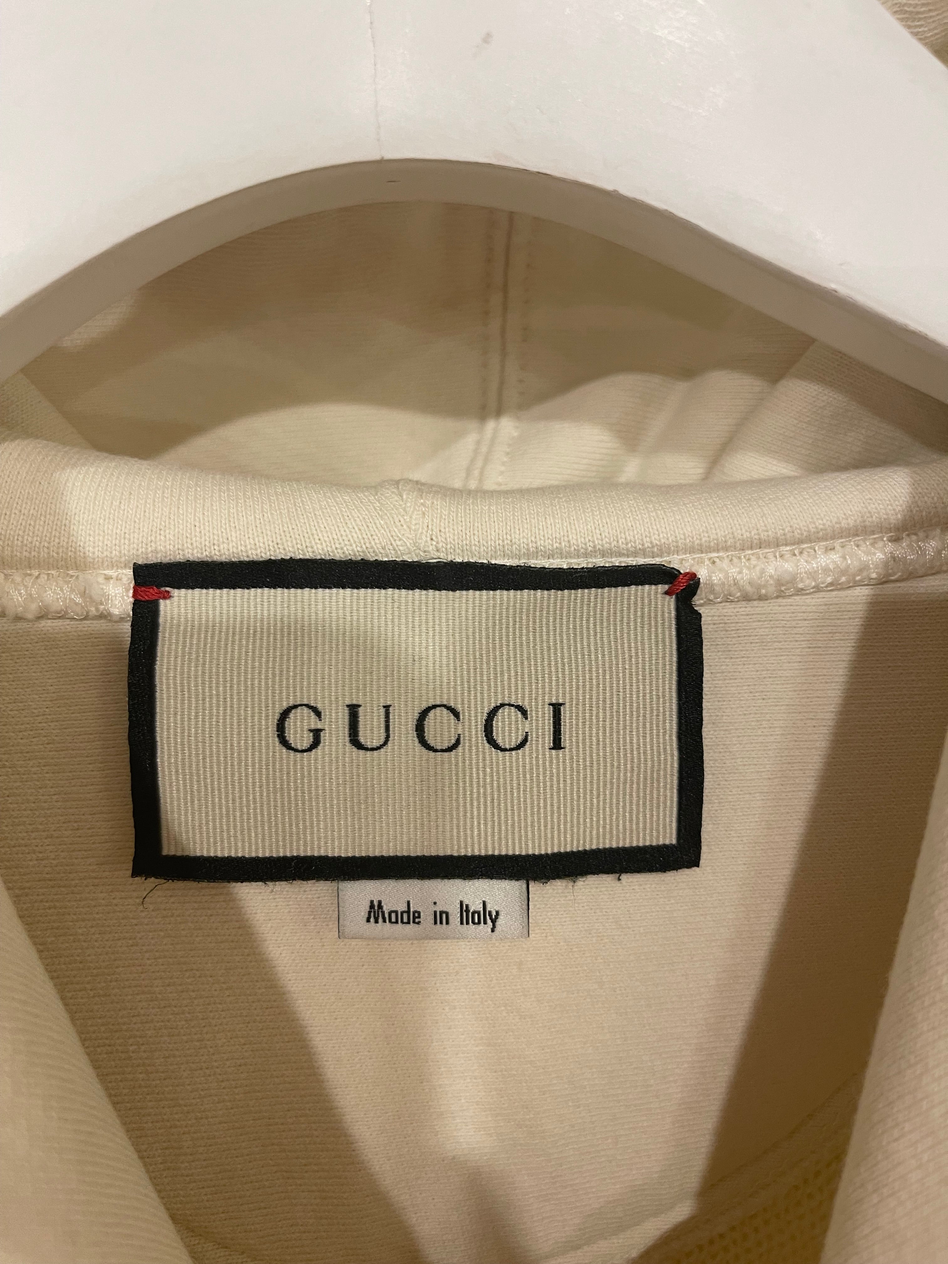 Gucci Cream Tennis Racket Embroidered Hoodie with Logo Detail Size IT 40 (UK 8) - Image 11