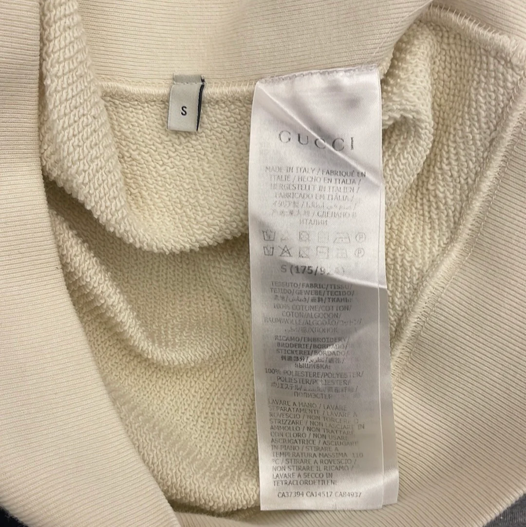 Gucci Cream Tennis Racket Embroidered Hoodie with Logo Detail Size IT 40 (UK 8) - Image 12