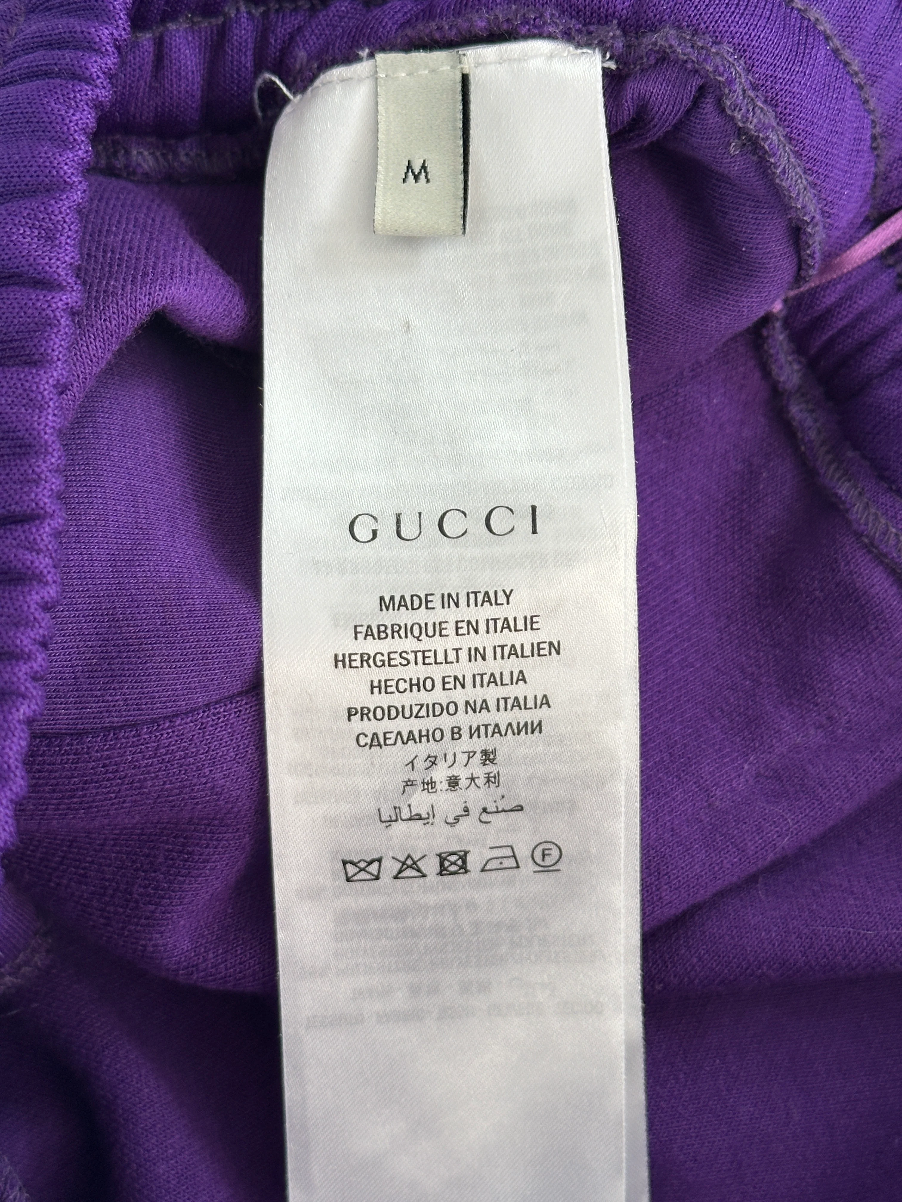 Gucci Purple Crystal Joggers with Red White and Navy Stripe Side Detail Size M (UK 10) - Image 16