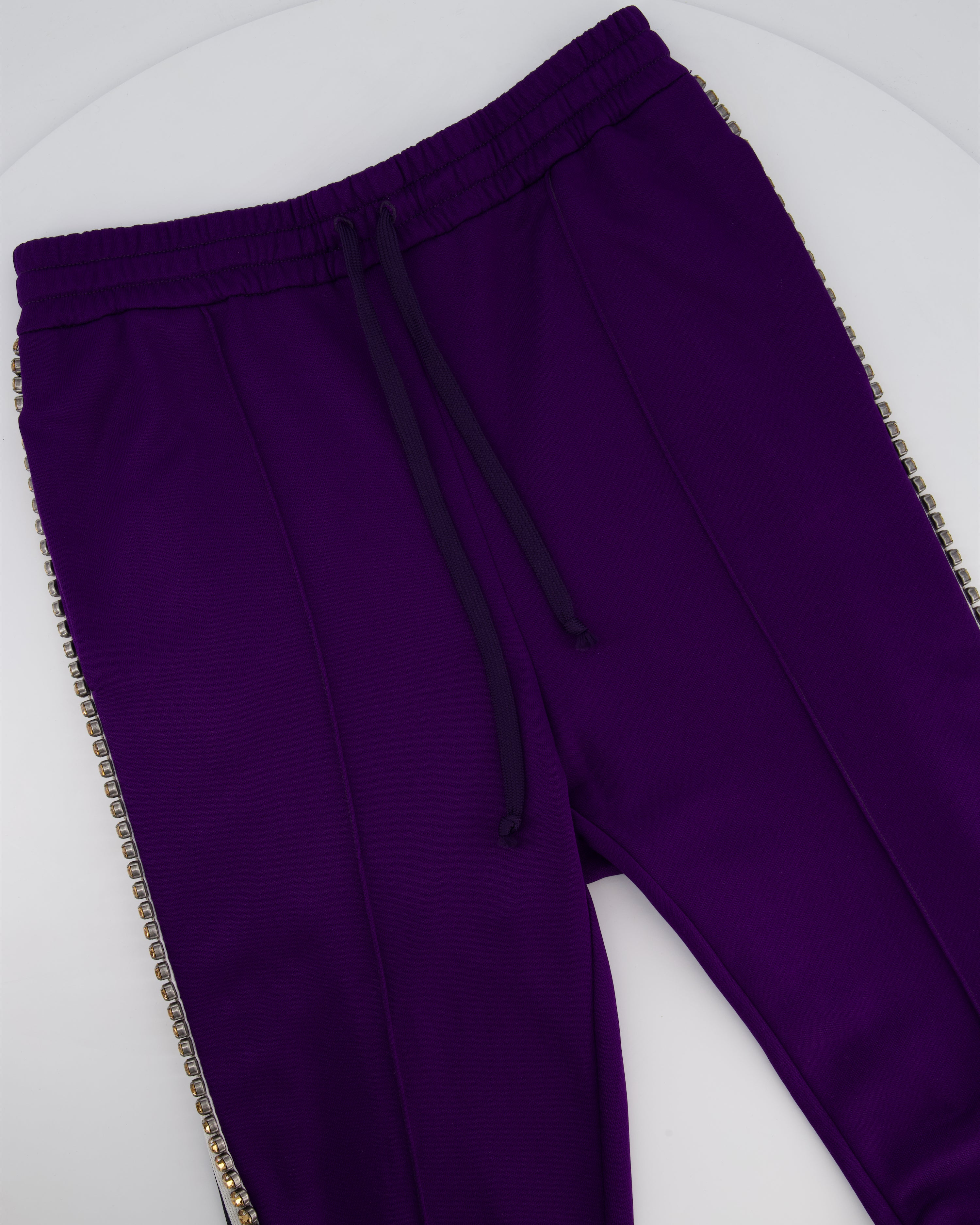 Gucci Purple Crystal Joggers with Red White and Navy Stripe Side Detail Size M (UK 10) - Image 7