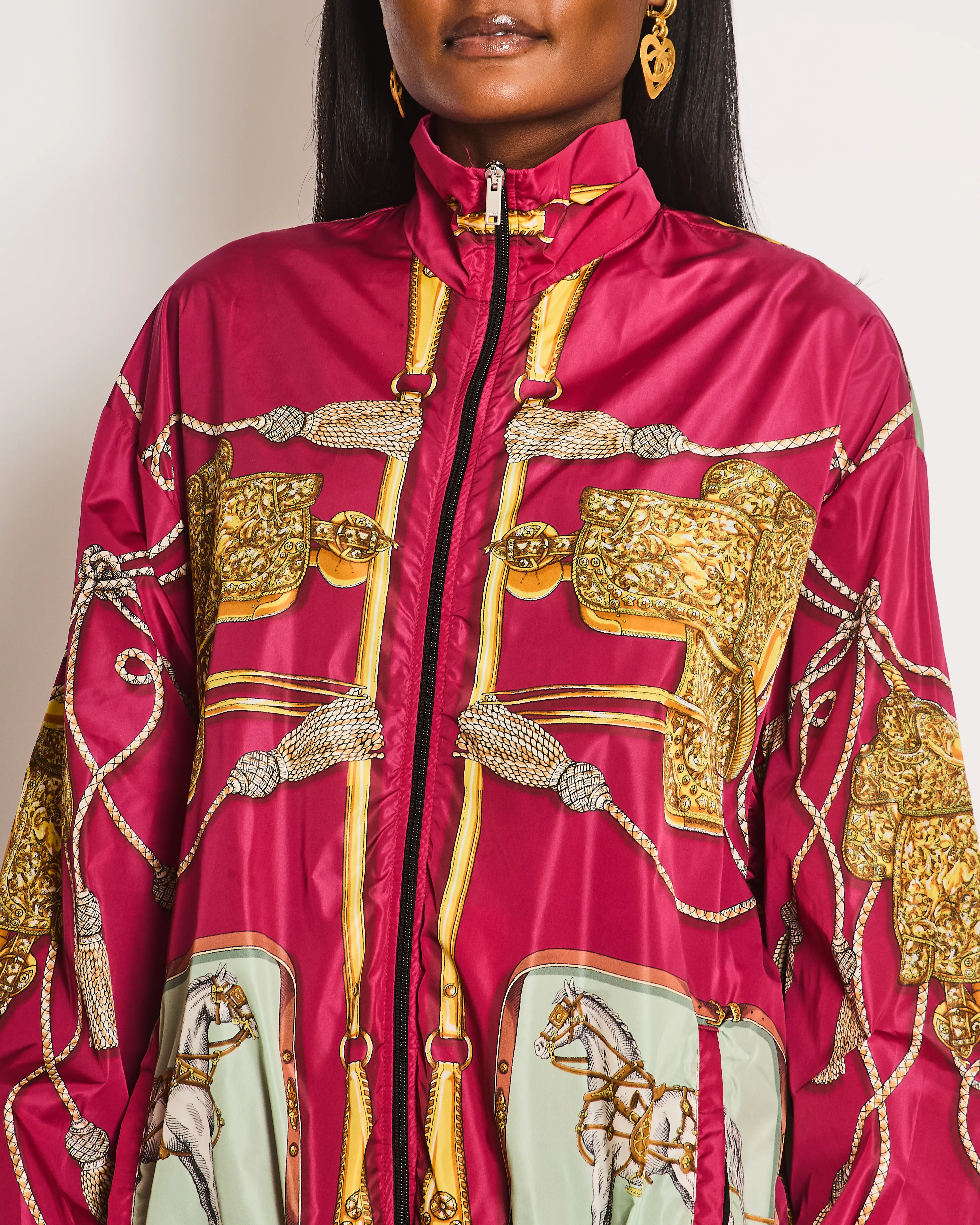 Gucci Dark Pink Equestrian Print Oversized Windbreaker Size S (UK 8) - Image 3