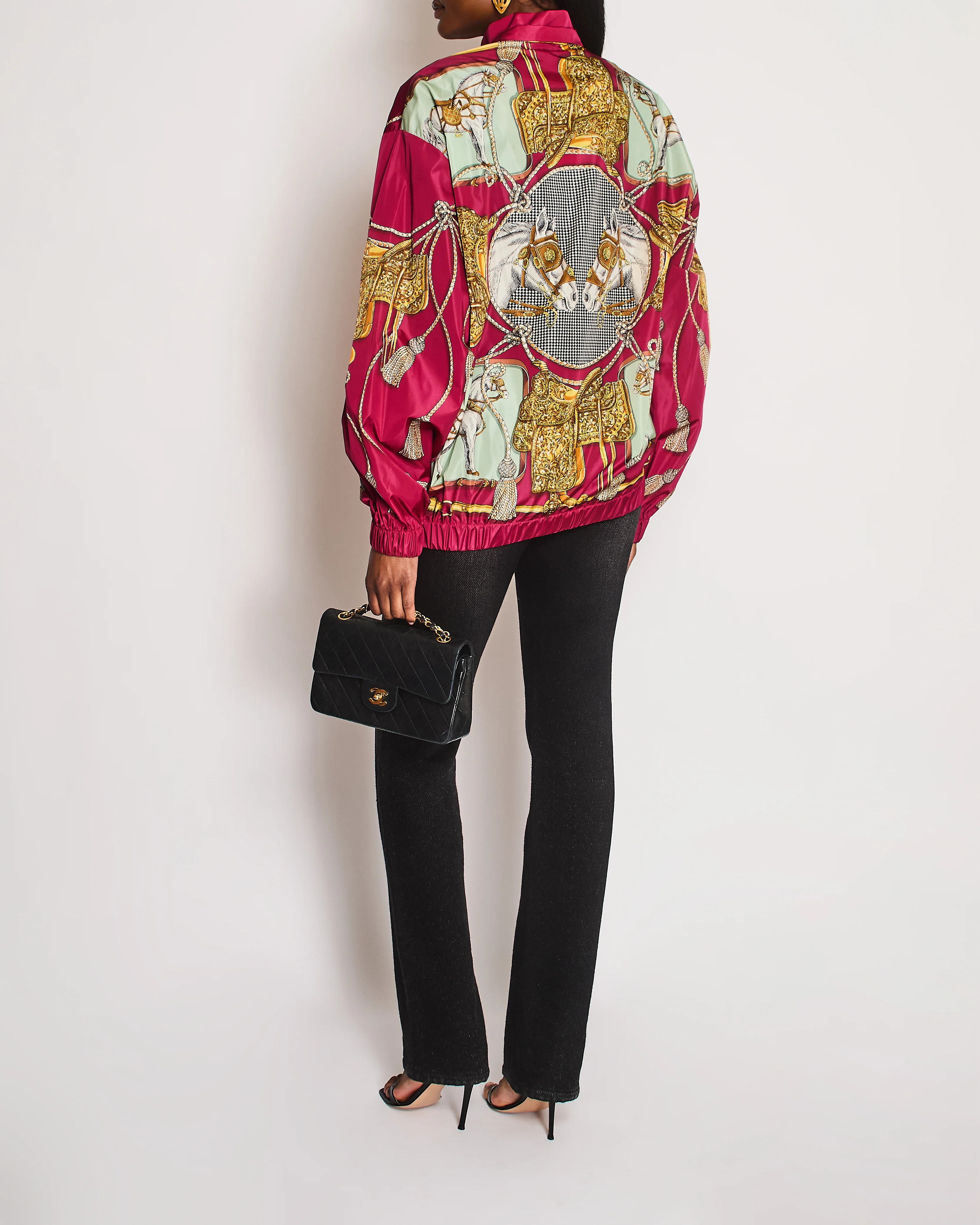 Gucci Dark Pink Equestrian Print Oversized Windbreaker Size S (UK 8) - Image 4
