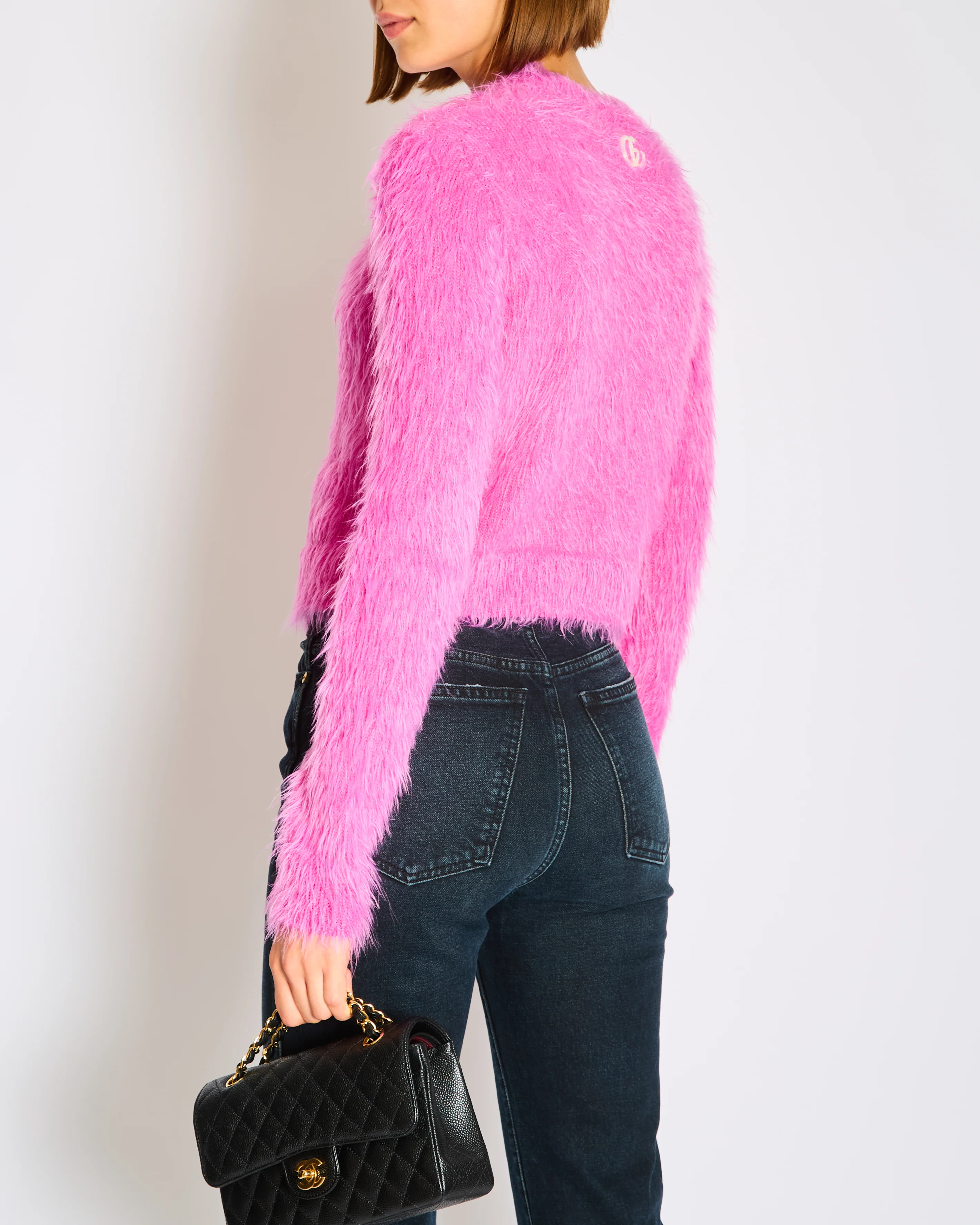 Gucci Fuchsia Pink Fluffy Button Down GG Cardigan Size S (UK 8) - Image 4