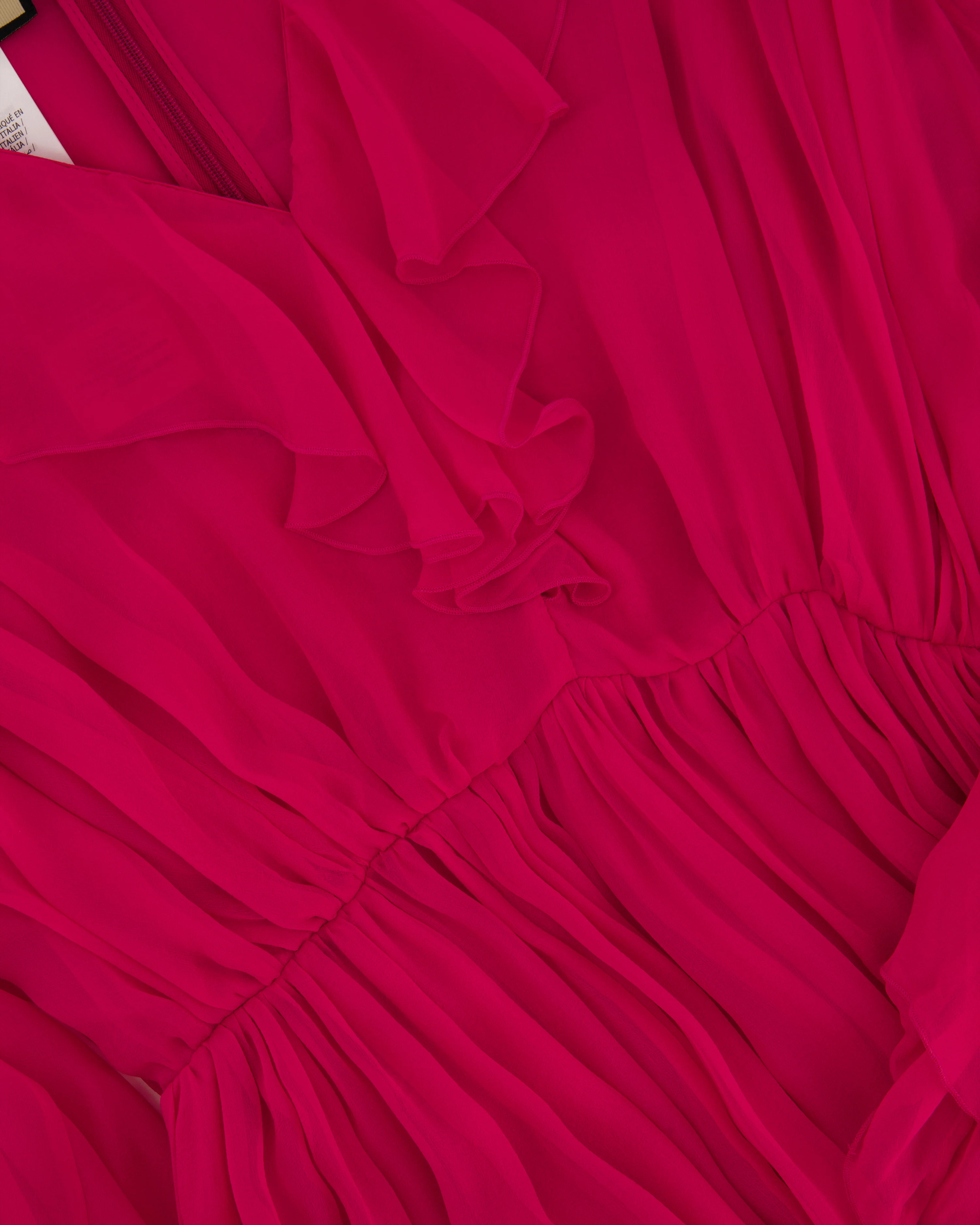 Gucci Fuchsia Silk Long Sleeve Midi Dress with V-Neck and Frill Detail Size IT 46 (UK 14) - Image 7