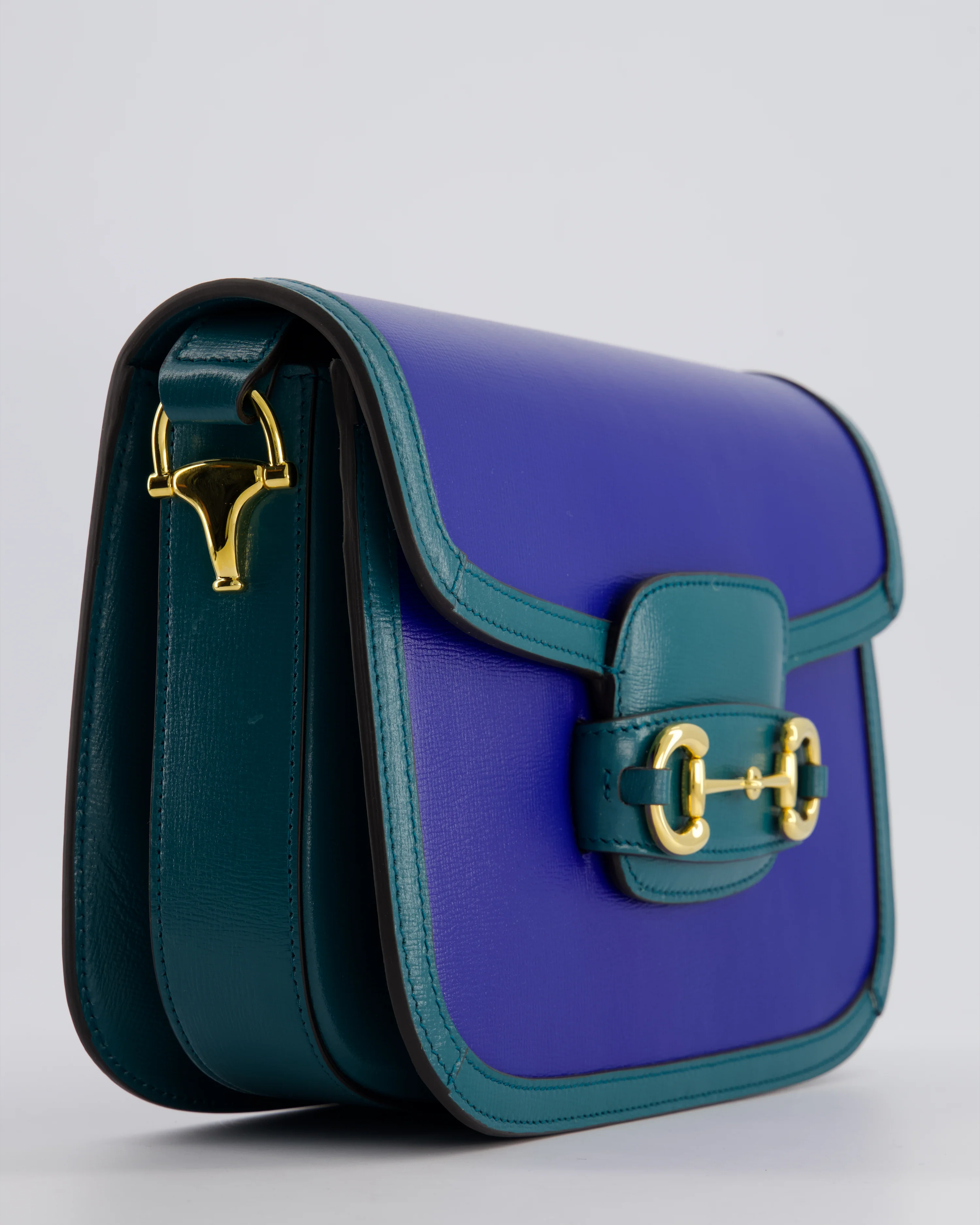 Gucci Horsebit 1955 Small Shoulder Bag in Blue and Green with Gold Hardware RRP £2,650 - Image 10