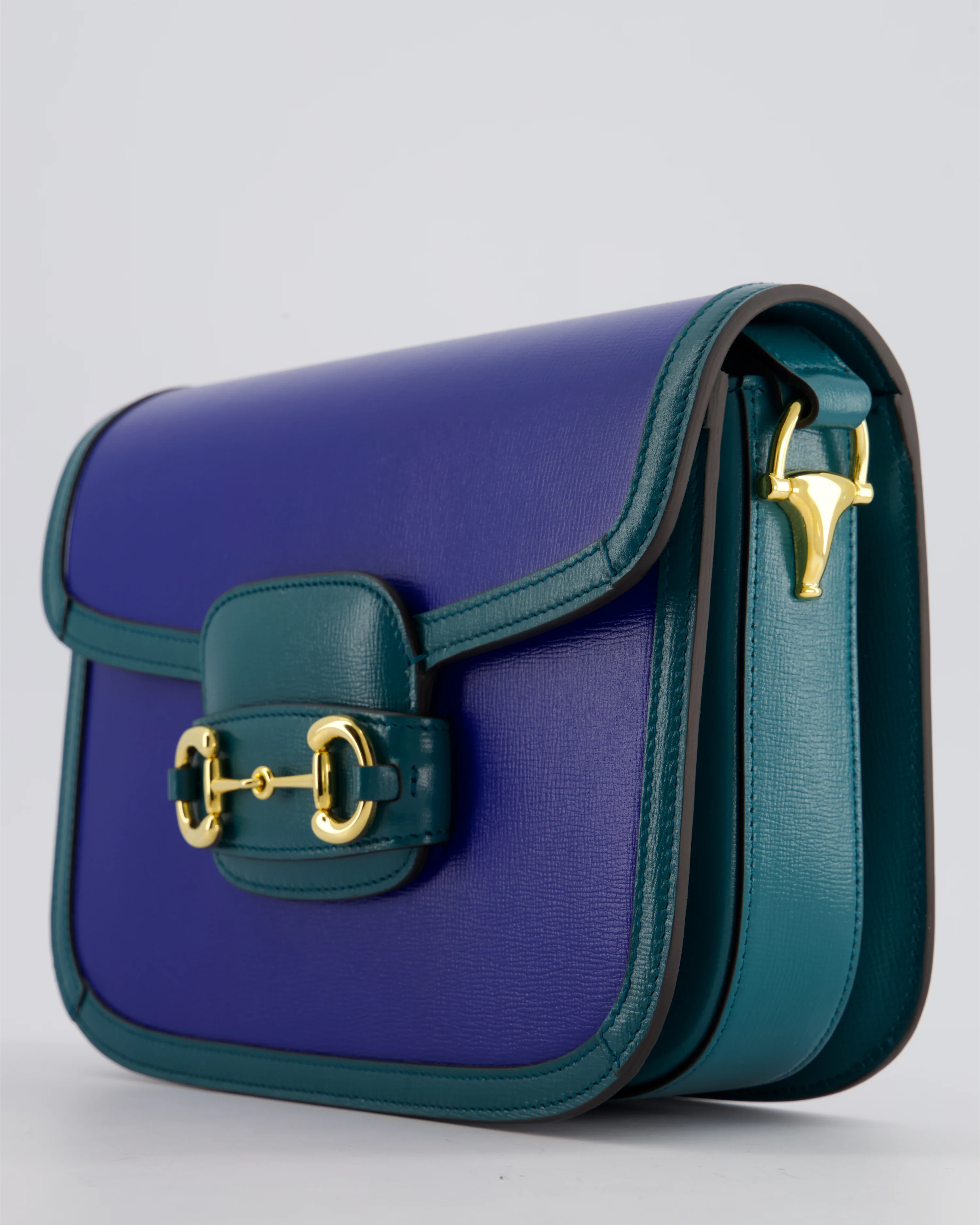 Gucci Horsebit 1955 Small Shoulder Bag in Blue and Green with Gold Hardware RRP £2,650 - Image 11