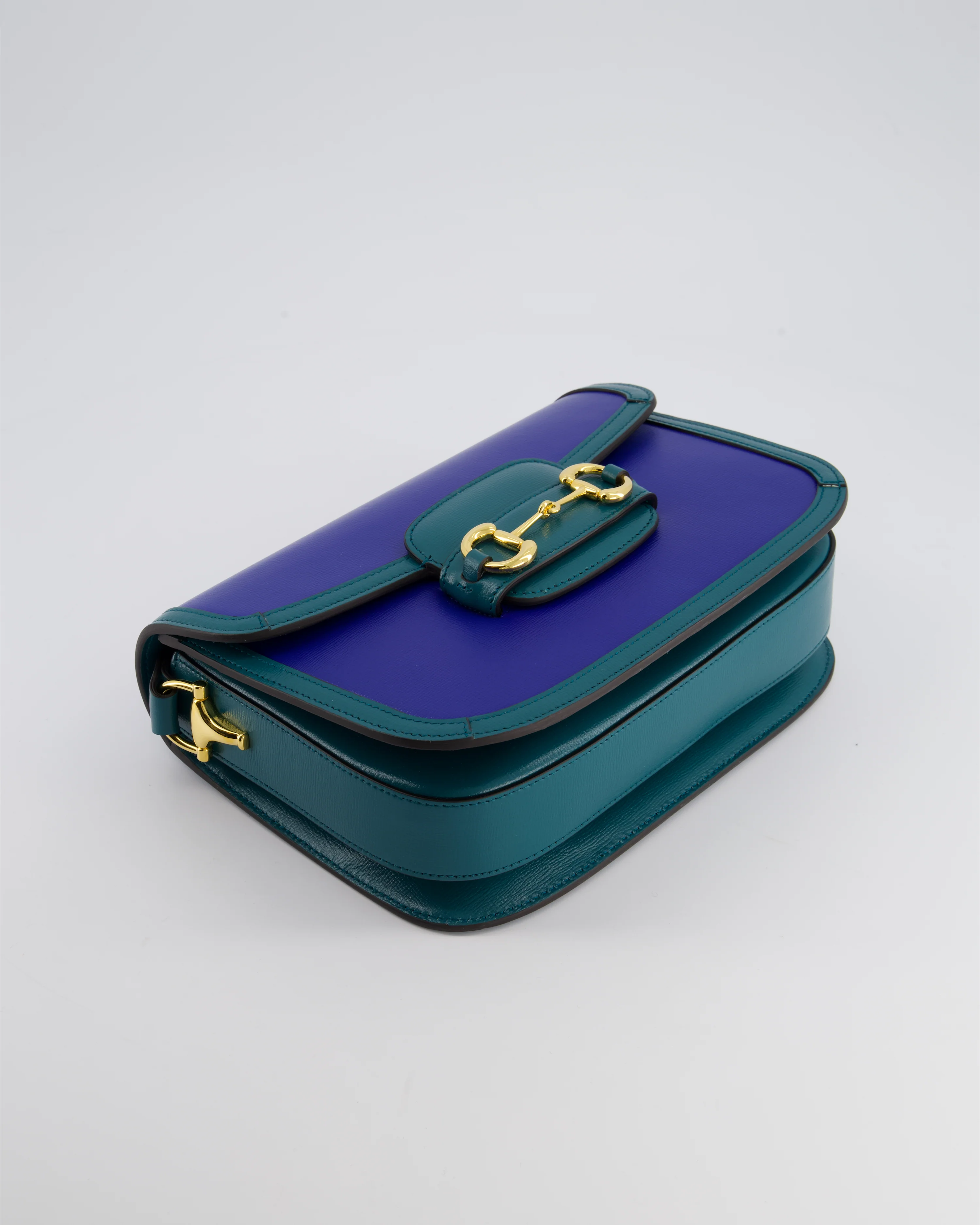 Gucci Horsebit 1955 Small Shoulder Bag in Blue and Green with Gold Hardware RRP £2,650 - Image 16