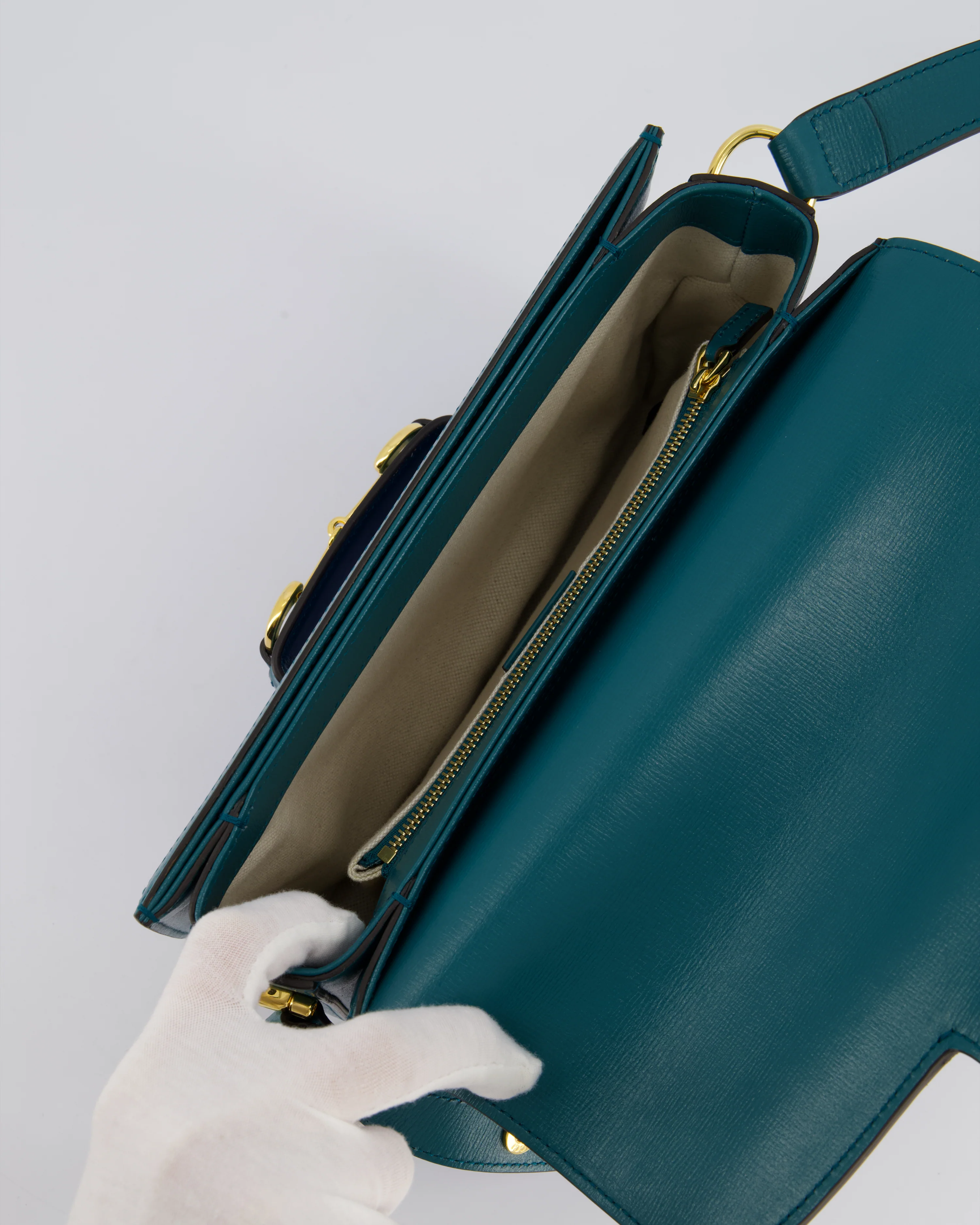 Gucci Horsebit 1955 Small Shoulder Bag in Blue and Green with Gold Hardware RRP £2,650 - Image 19