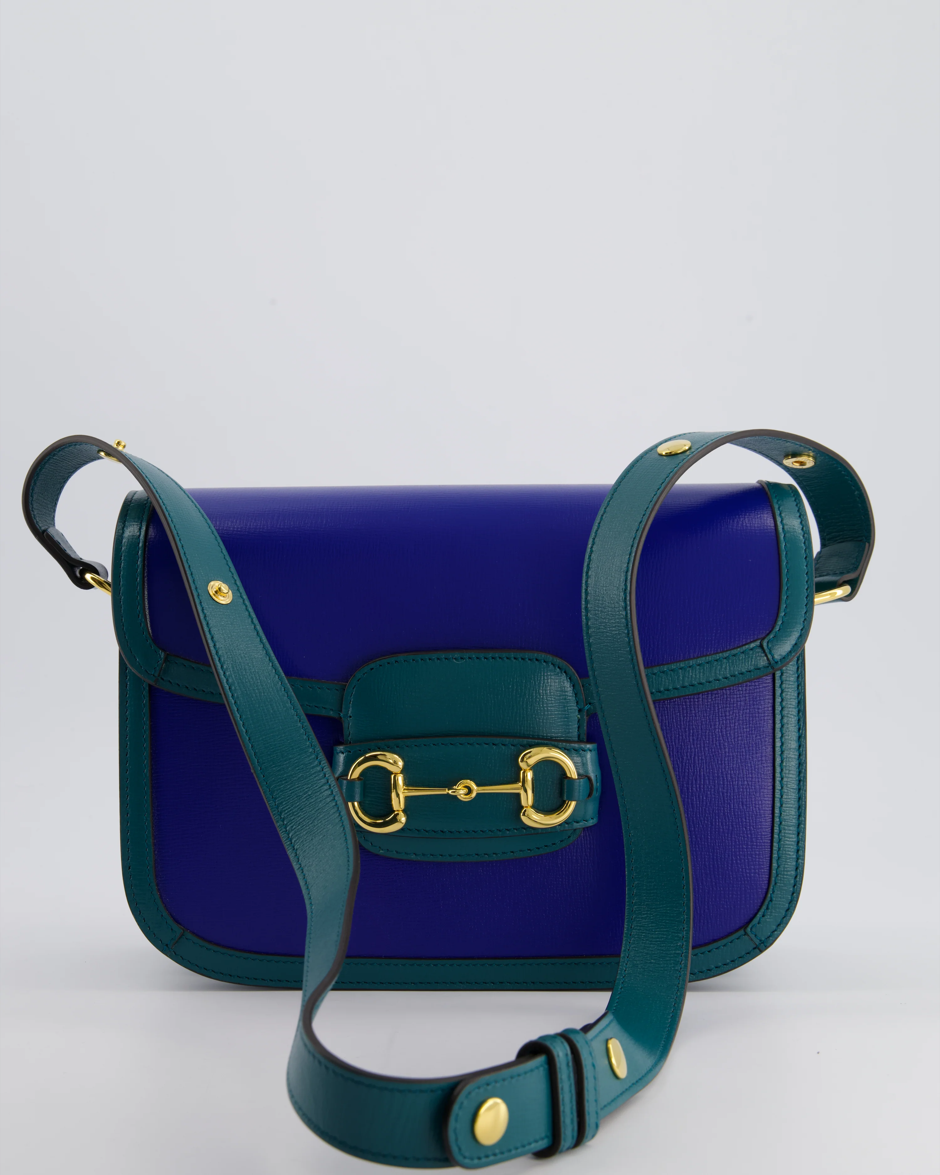 Gucci Horsebit 1955 Small Shoulder Bag in Blue and Green with Gold Hardware RRP £2,650 - Image 3