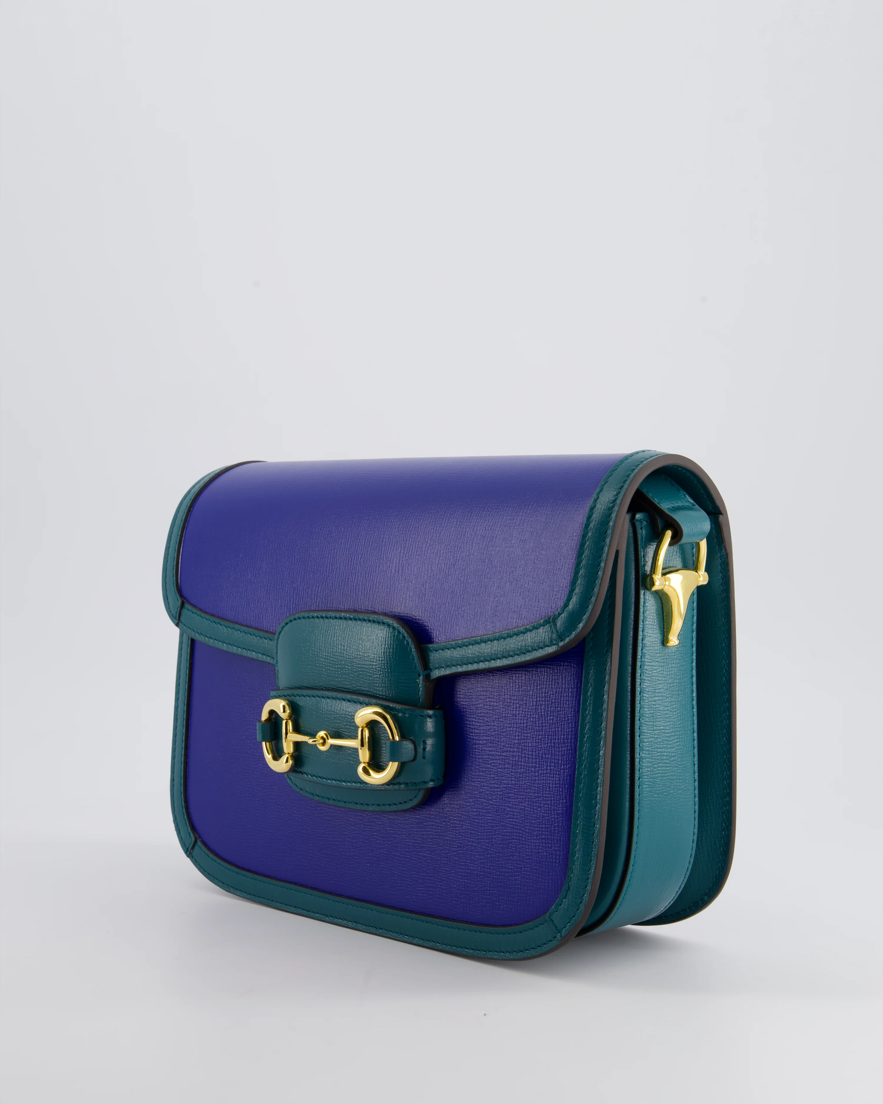 Gucci Horsebit 1955 Small Shoulder Bag in Blue and Green with Gold Hardware RRP £2,650 - Image 9