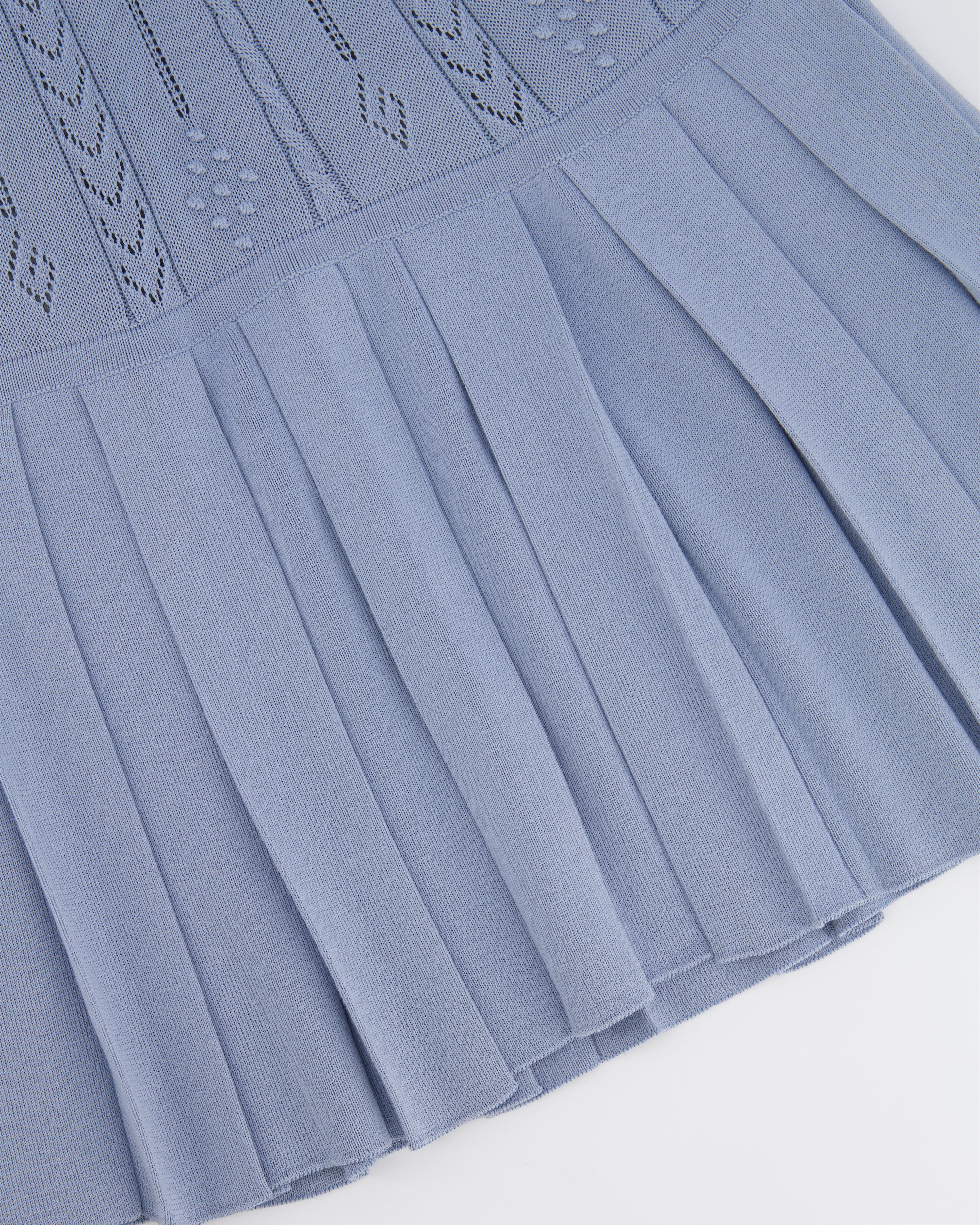 Gucci Kids Light Blue Knit Short-Sleeved Dress with Pleated Skirt Size 10 years RRP £500 - Image 4