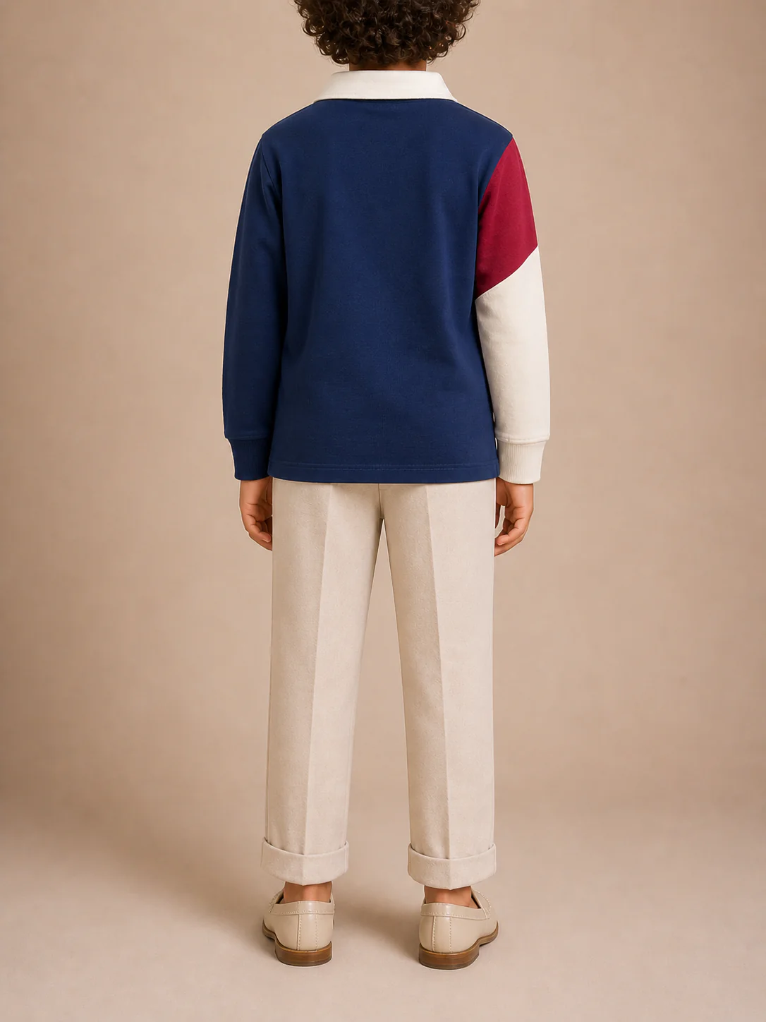 Gucci Kids Navy, Red and Cream Long-Sleeve Polo Top with Logo Embroideries Size 8 years RRP £395 - Image 2