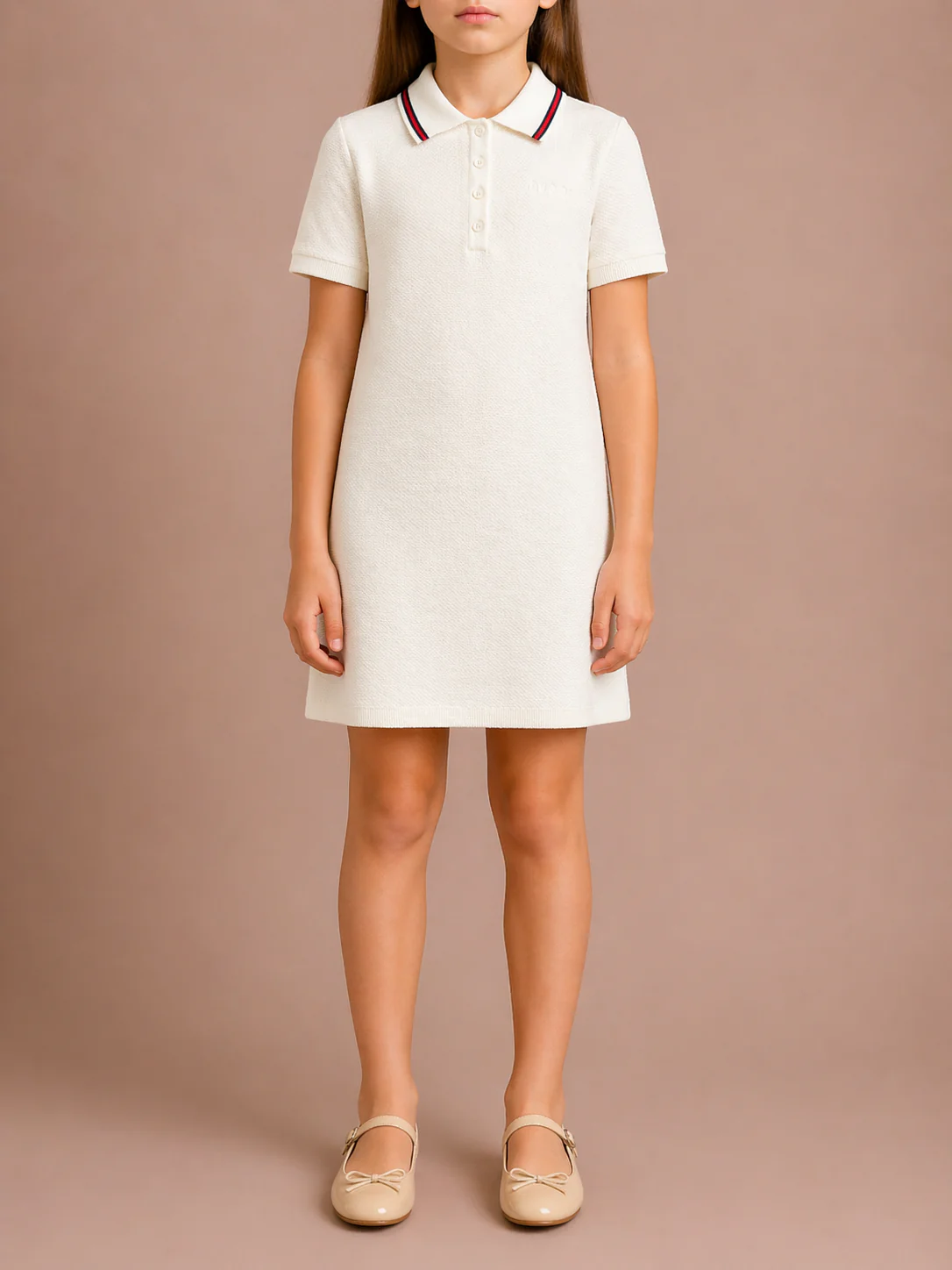 Gucci Kids White Knit Polo Dress with Gucci Logo and Collar Detail Size 10 years RRP £550