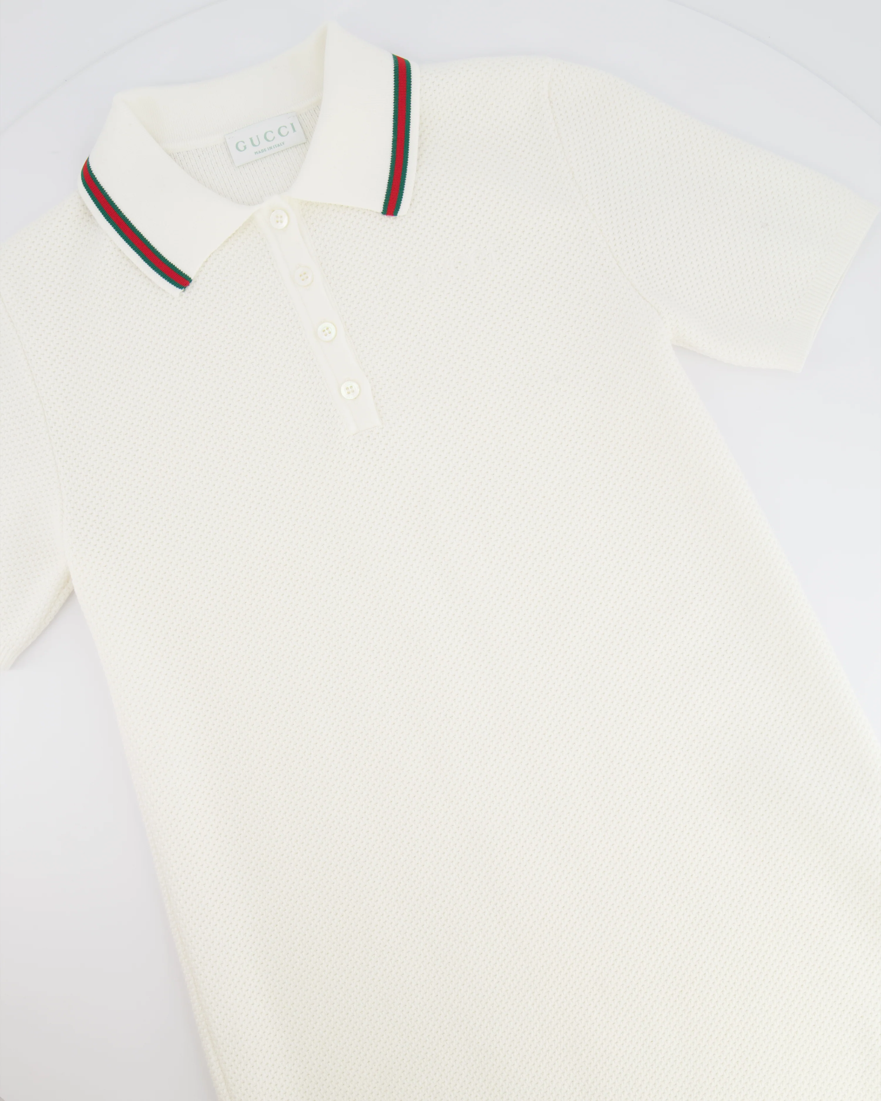 Gucci Kids White Knit Polo Dress with Gucci Logo and Collar Detail Size 10 years RRP £550 - Image 2