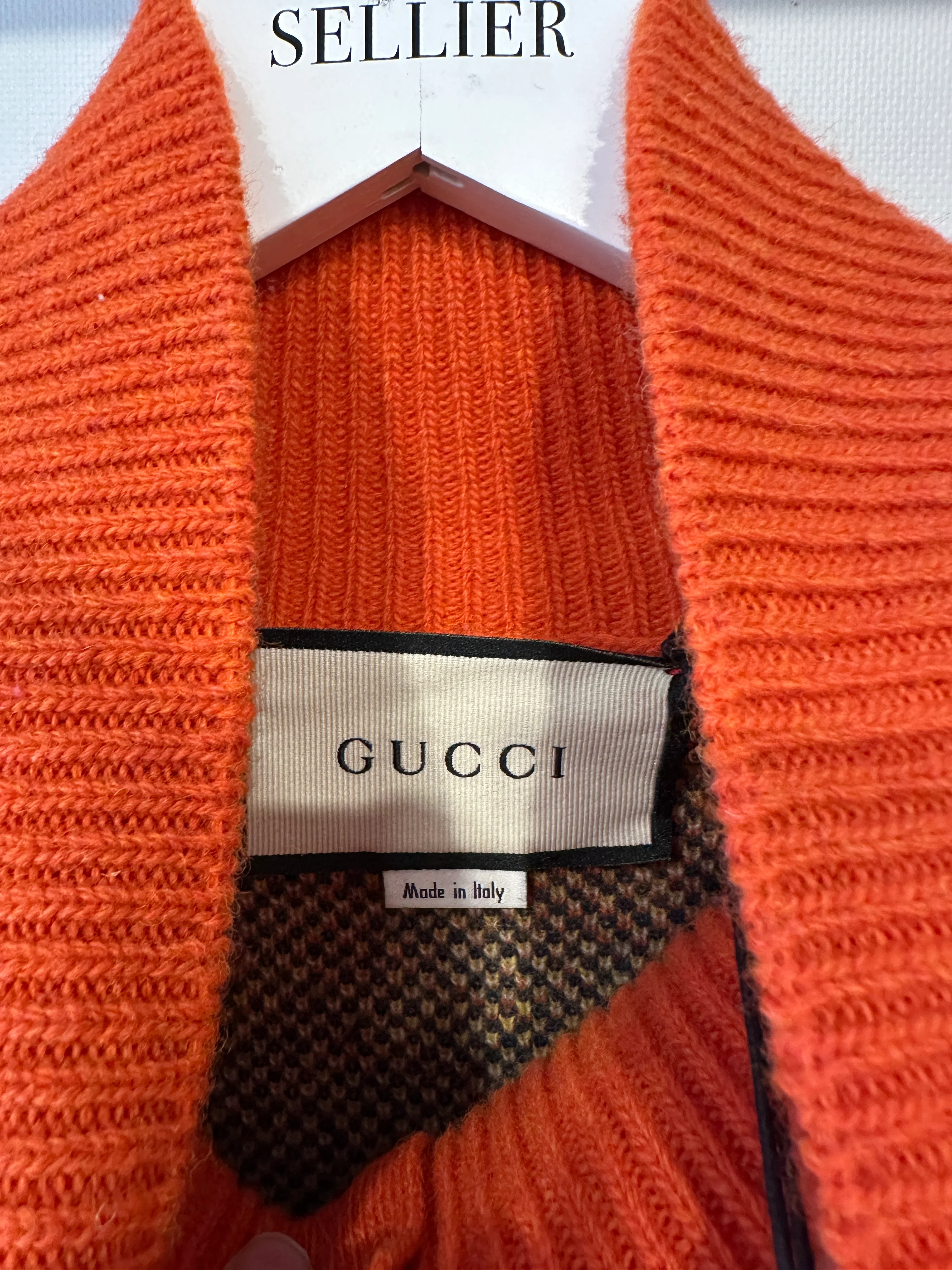 Gucci Orange High Neck Knitted Jumper with Bees and GG Logo Detail IT 42 (UK 10) - Image 11