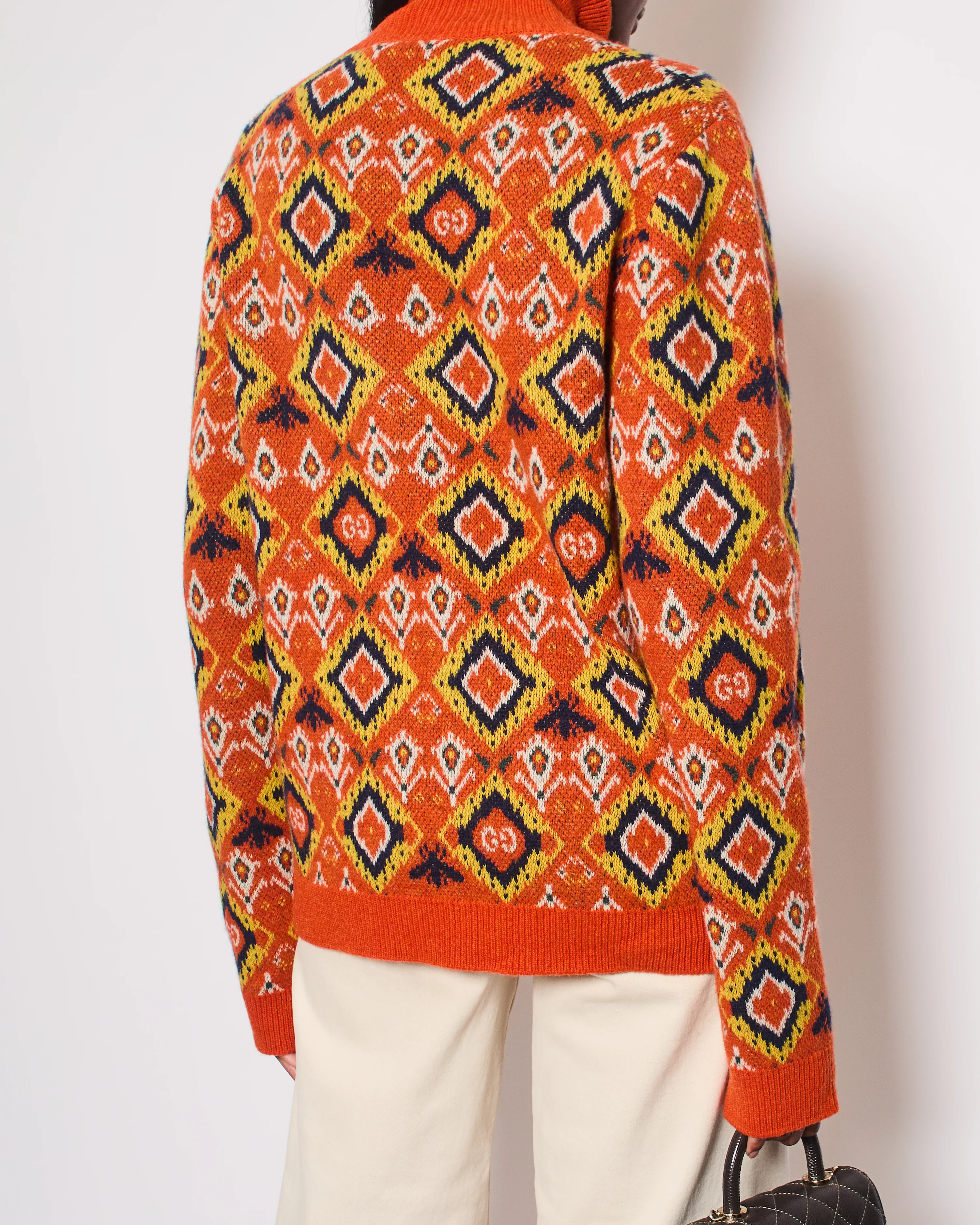 Gucci Orange High Neck Knitted Jumper with Bees and GG Logo Detail IT 42 (UK 10) - Image 2
