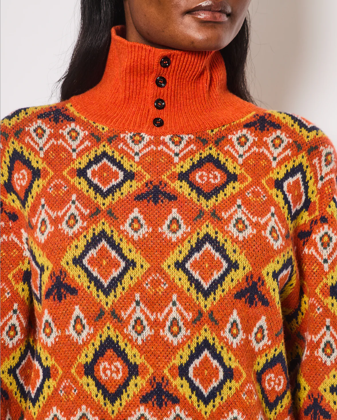 Gucci Orange High Neck Knitted Jumper with Bees and GG Logo Detail IT 42 (UK 10) - Image 3