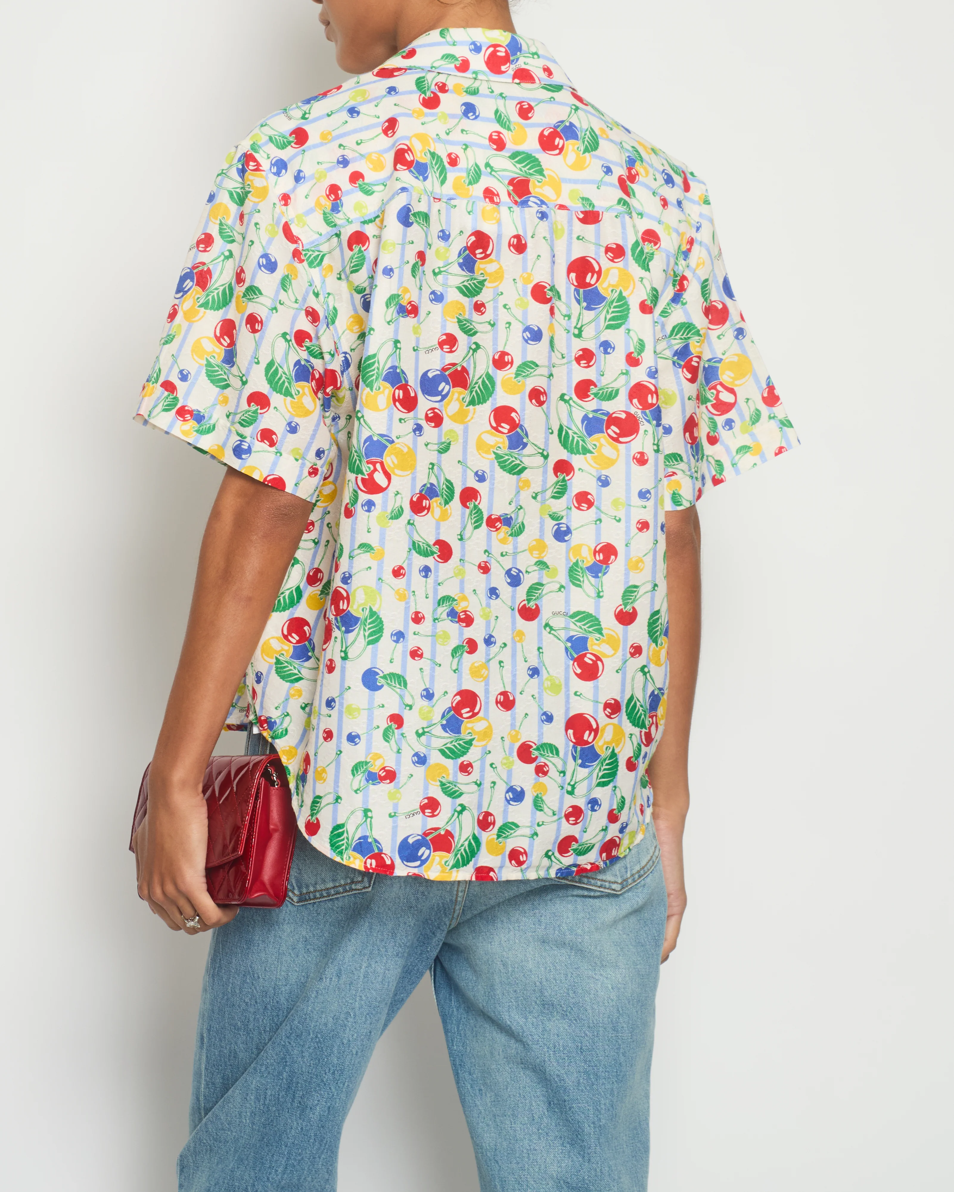 Gucci Red Cherry Print Bowling Shirt Size IT 36 (UK 4) - Image 2