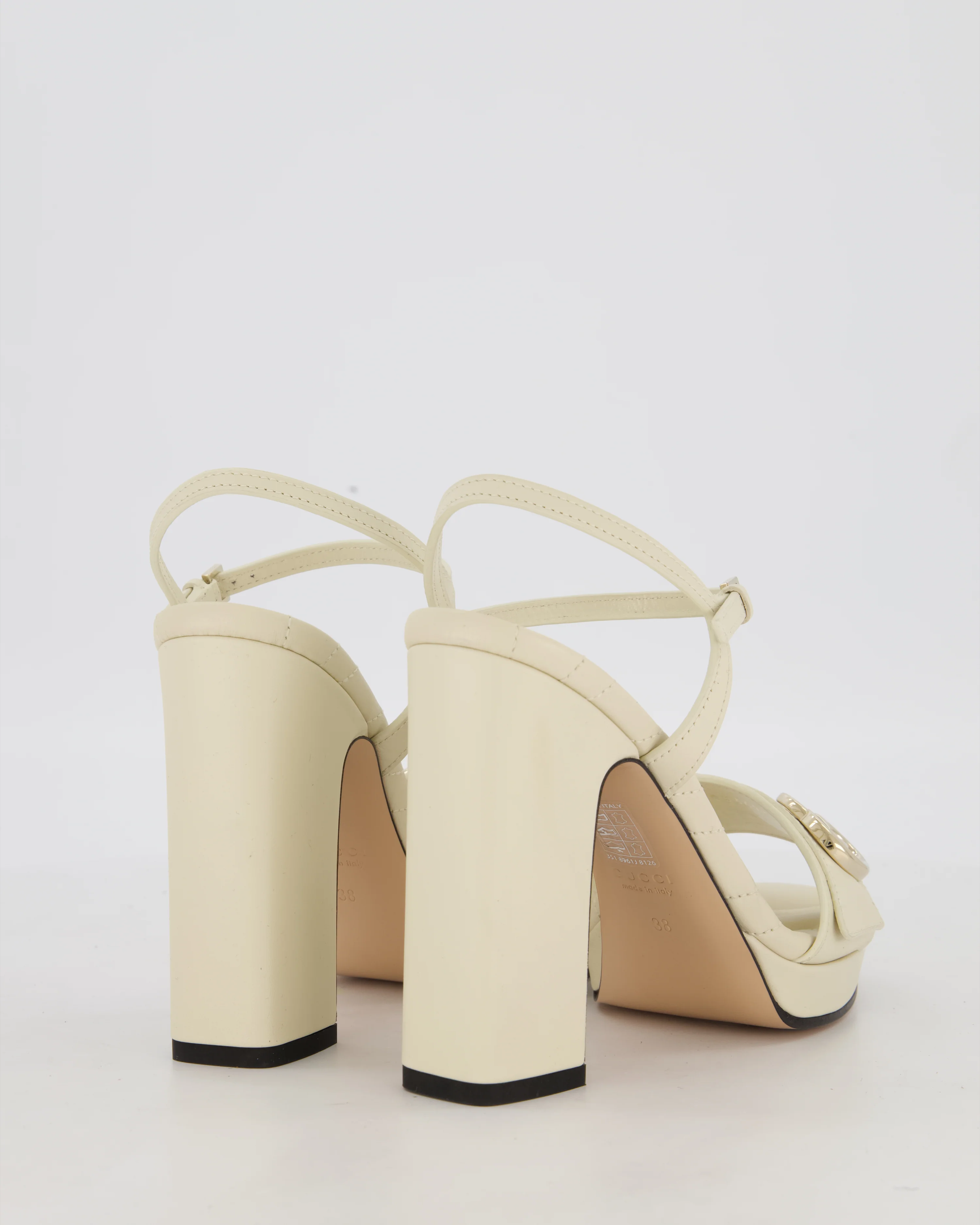 Gucci White Marmont Open-Toe Heels Size EU 38 - Image 3