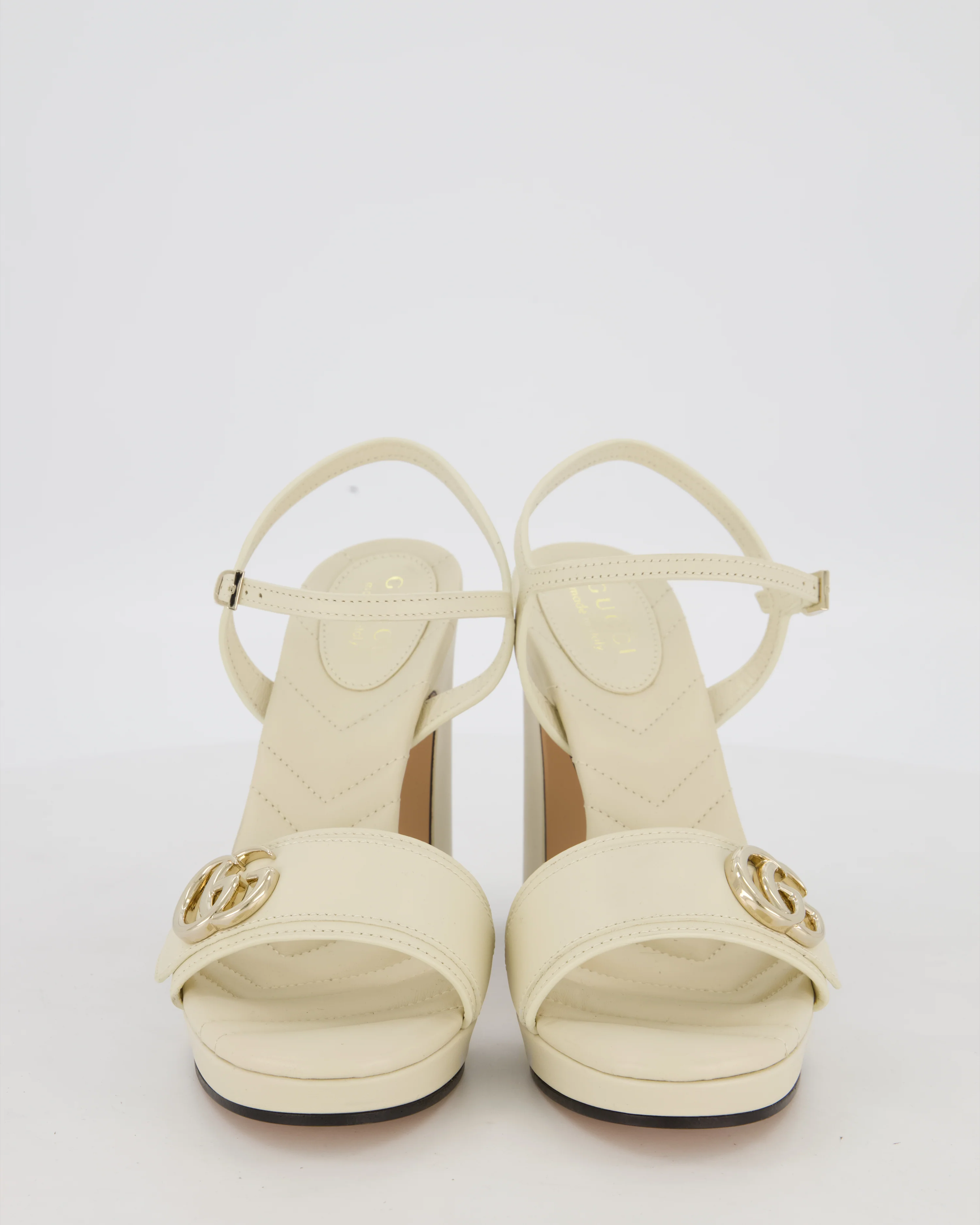Gucci White Marmont Open-Toe Heels Size EU 38 - Image 4