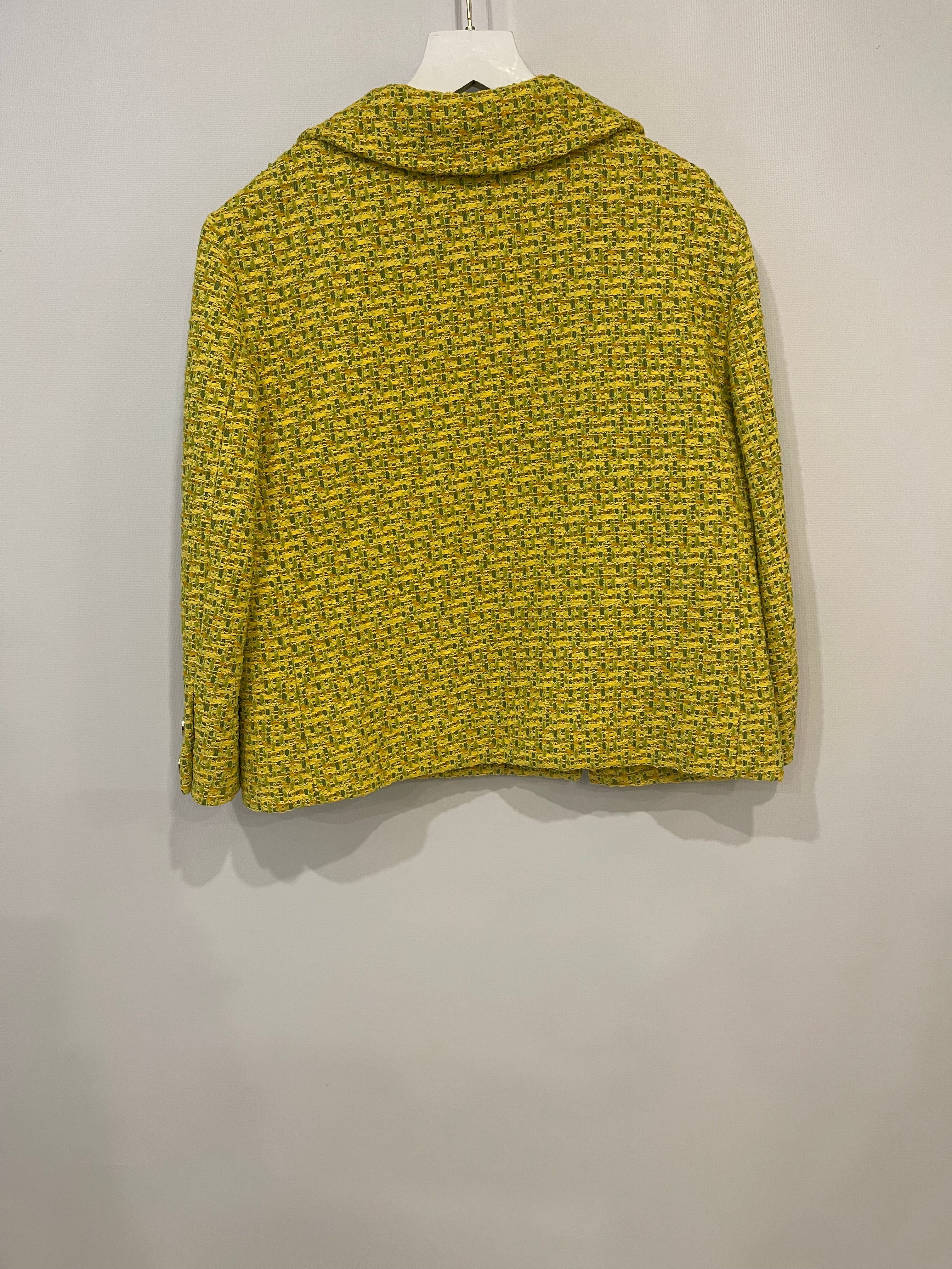 Gucci Yellow Tweed Long-Sleeve Jacket and Mini Skirt Set with Horseshoe Button Details Size IT 42/44 (UK 10/12) - Image 16