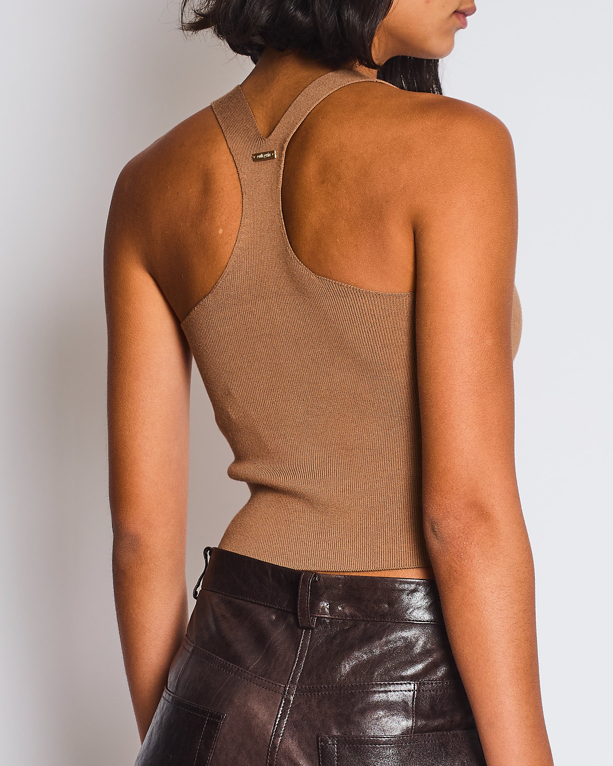 Cult Gaia Brown Ribbed Vest Top Size S (UK 6/8) - Image 3