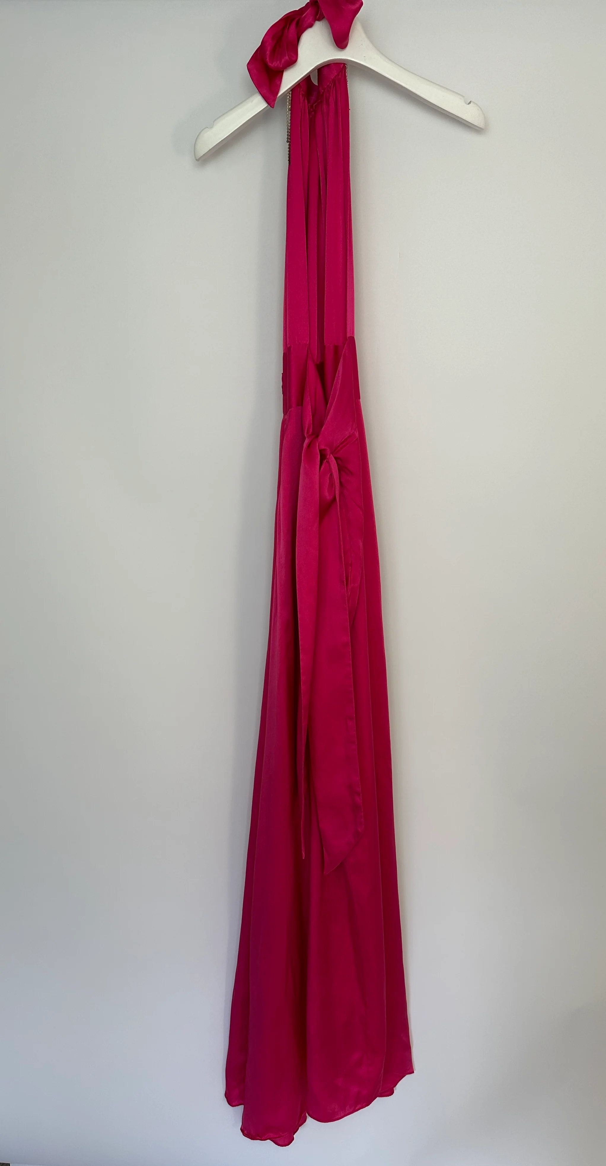 Harmur Silk Fuchsia Maxi Dress with Crystal Neck Detail Size S (UK 8) - Image 10