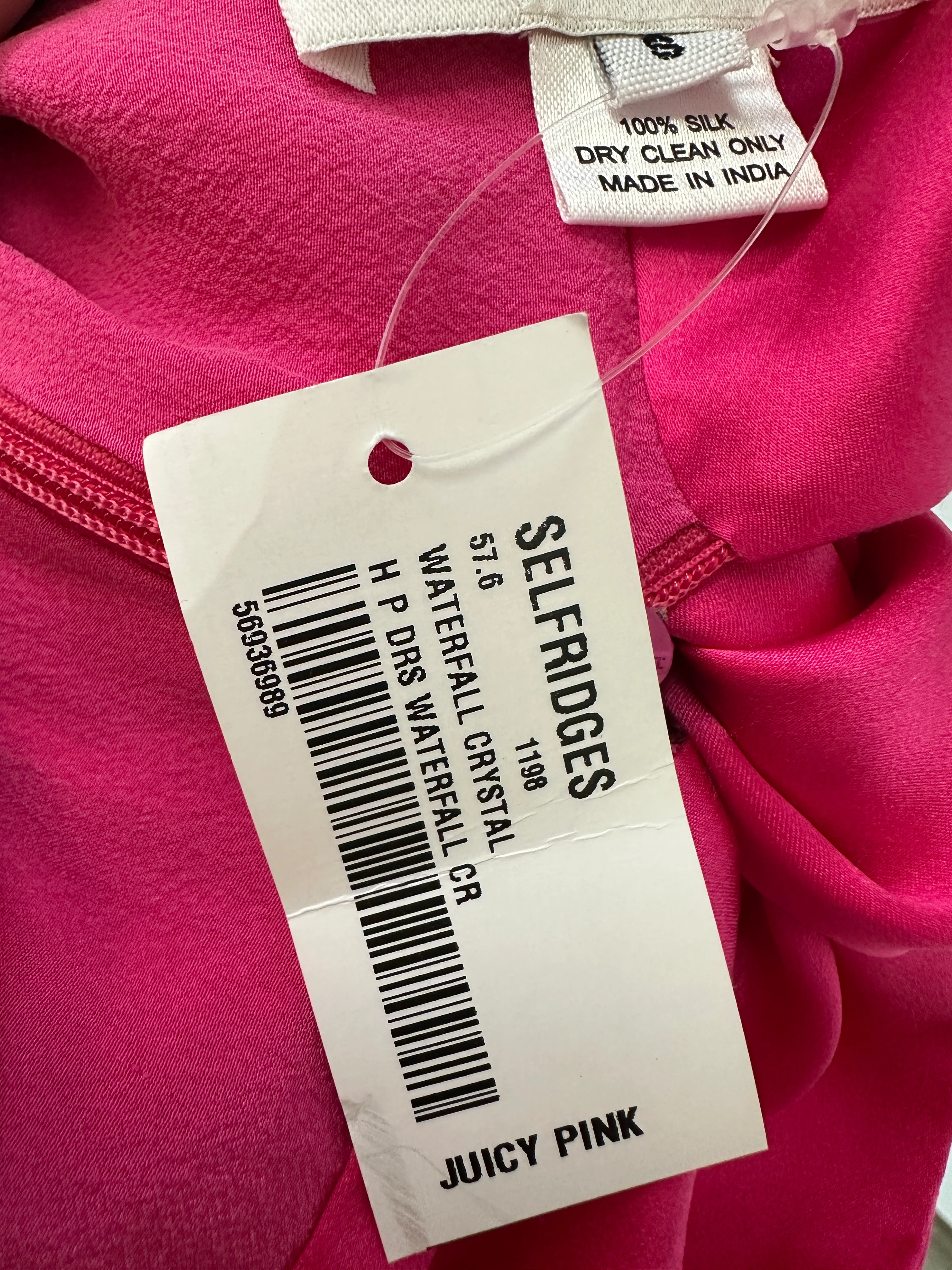 Harmur Silk Fuchsia Maxi Dress with Crystal Neck Detail Size S (UK 8) - Image 12