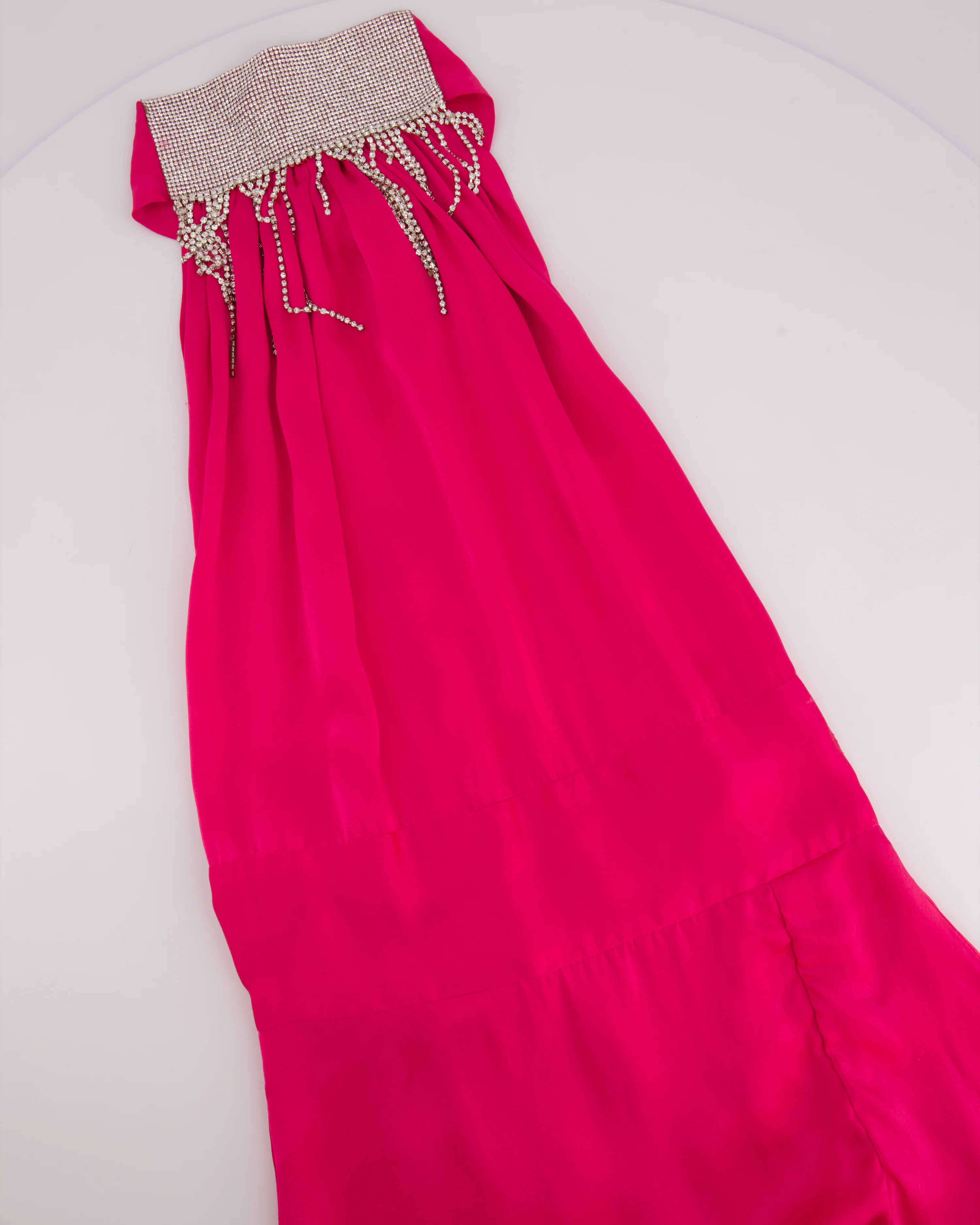 Harmur Silk Fuchsia Maxi Dress with Crystal Neck Detail Size S (UK 8) - Image 5
