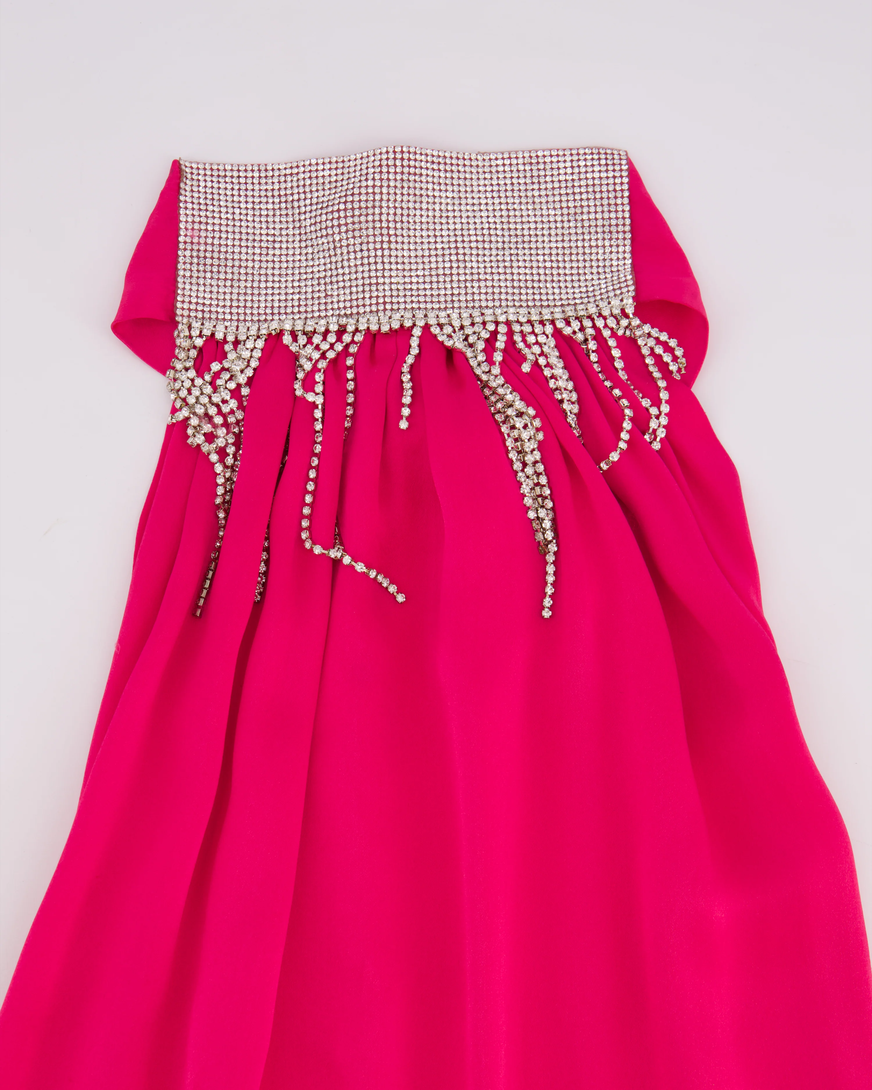 Harmur Silk Fuchsia Maxi Dress with Crystal Neck Detail Size S (UK 8) - Image 7