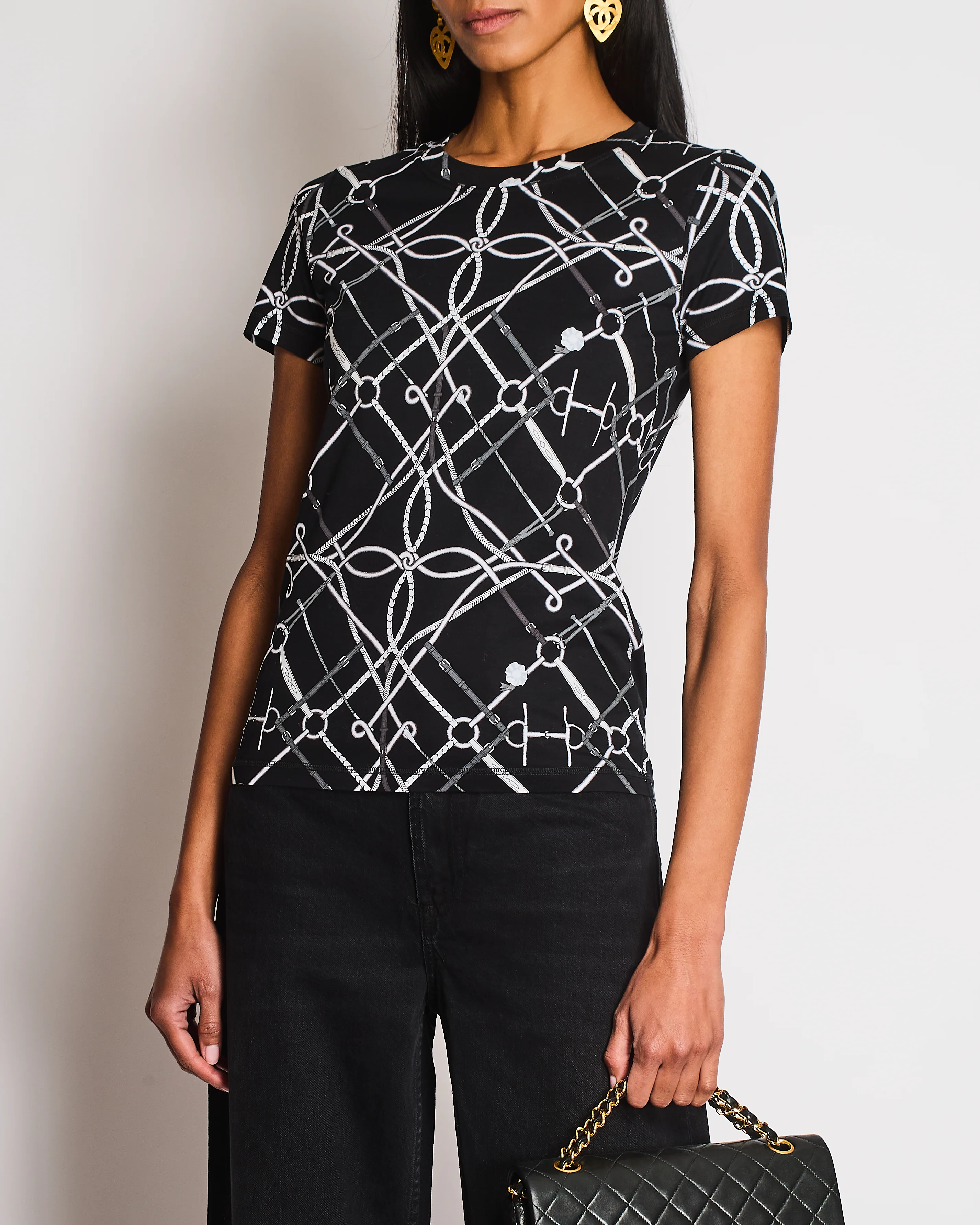 Hermès Black Parcours Sans Faute Round Neck T-Shirt Size FR 36 (UK 8) - Image 2