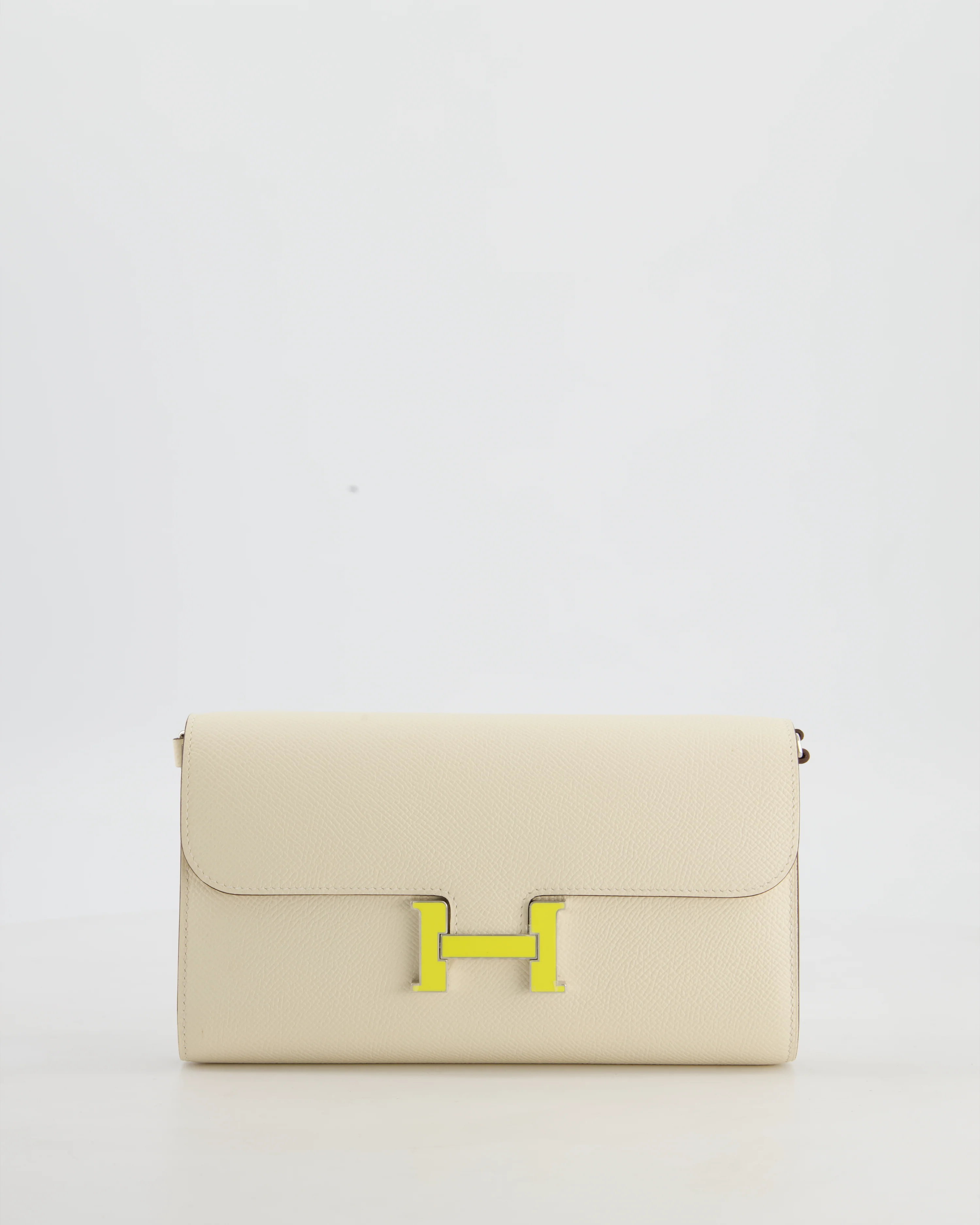 Hermès Constance To Go Bag in Nata Epsom Leather with Jaune Citron Enamel Hardware