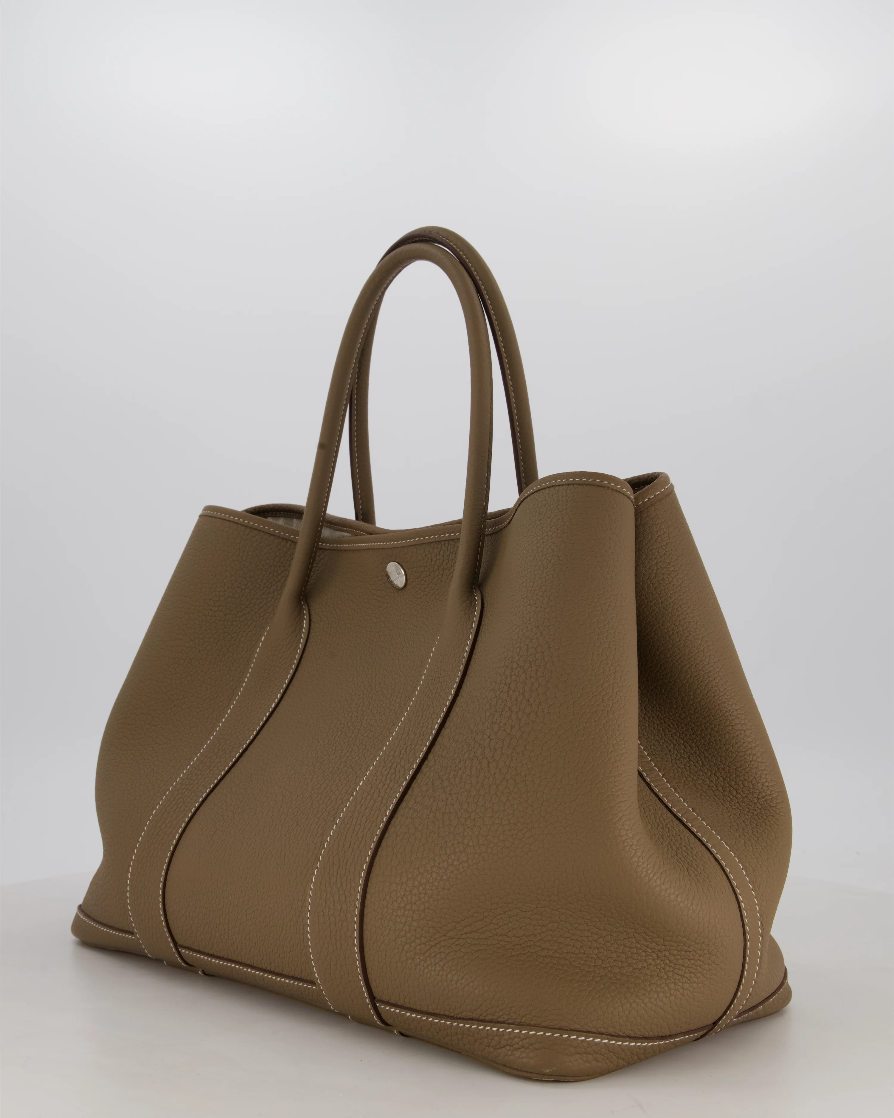 Hermès Garden Party 36 Bag in Etoupe Taurillon Clemence Leather with Palladium Hardware - Image 4