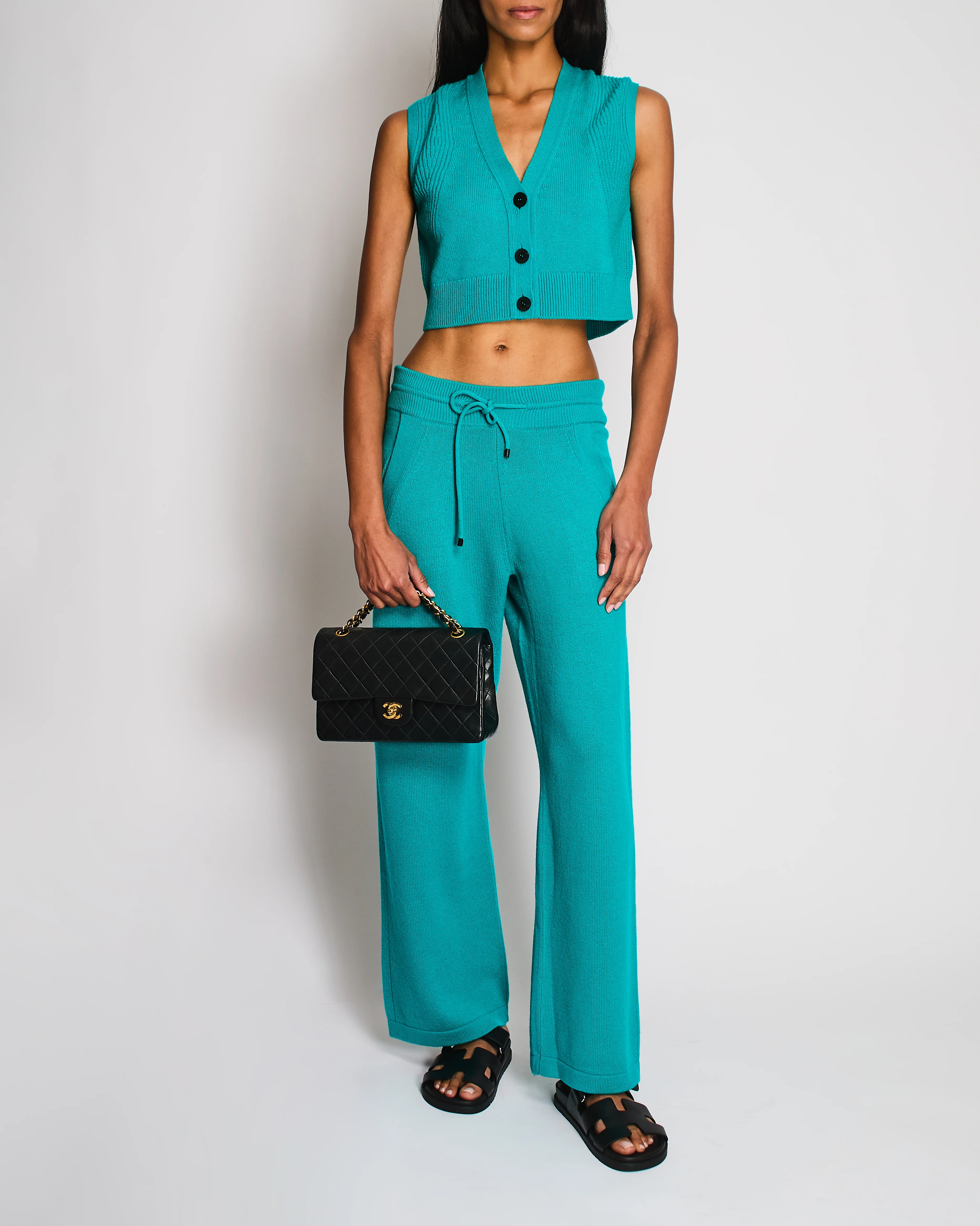 Hermès Green Cashmere Vest and Trouser Set Size FR 34/38 (UK 6/10)