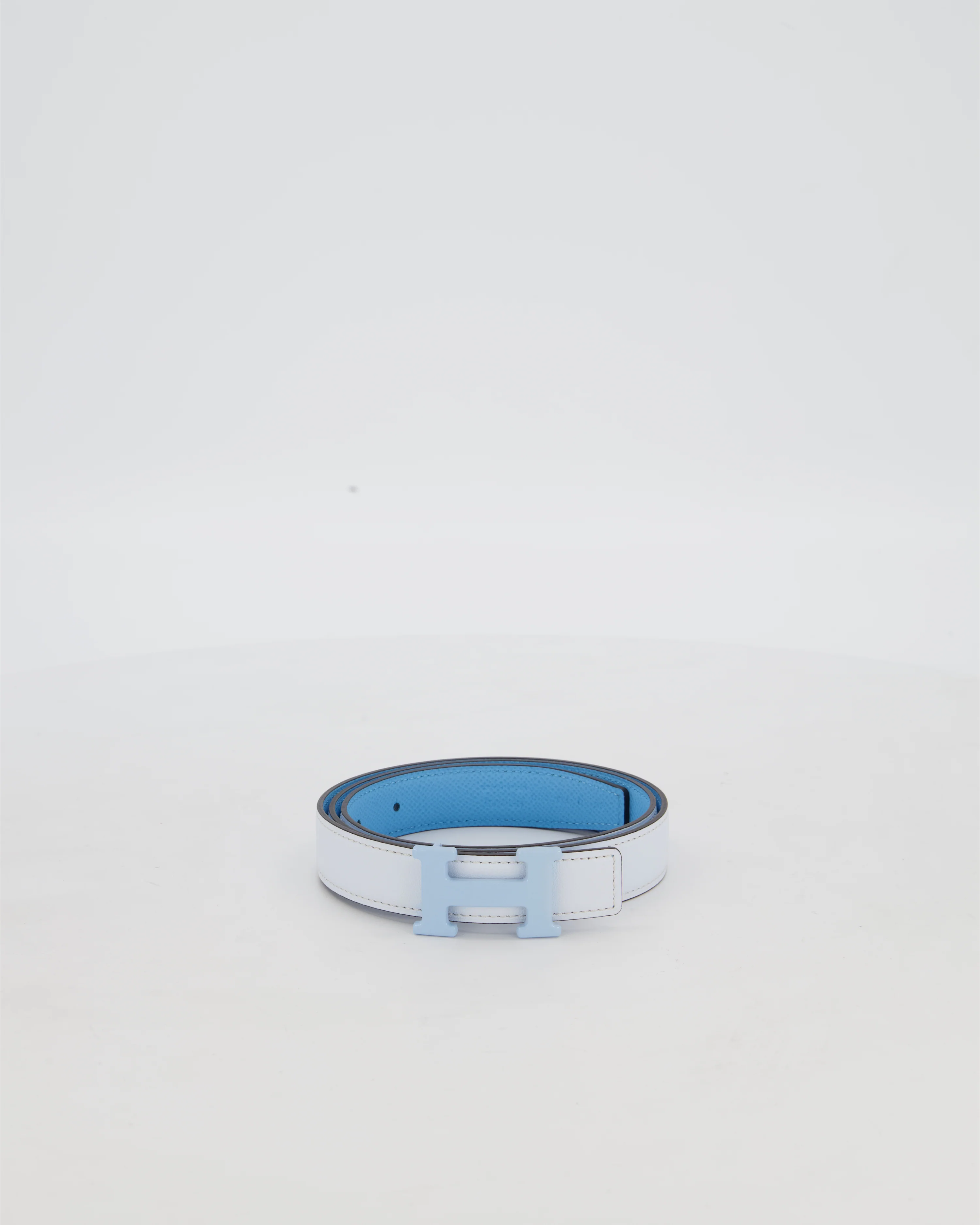 Hermès H Belt in Bleu Brume/Bleu Celeste Swift Leather Size 80cm