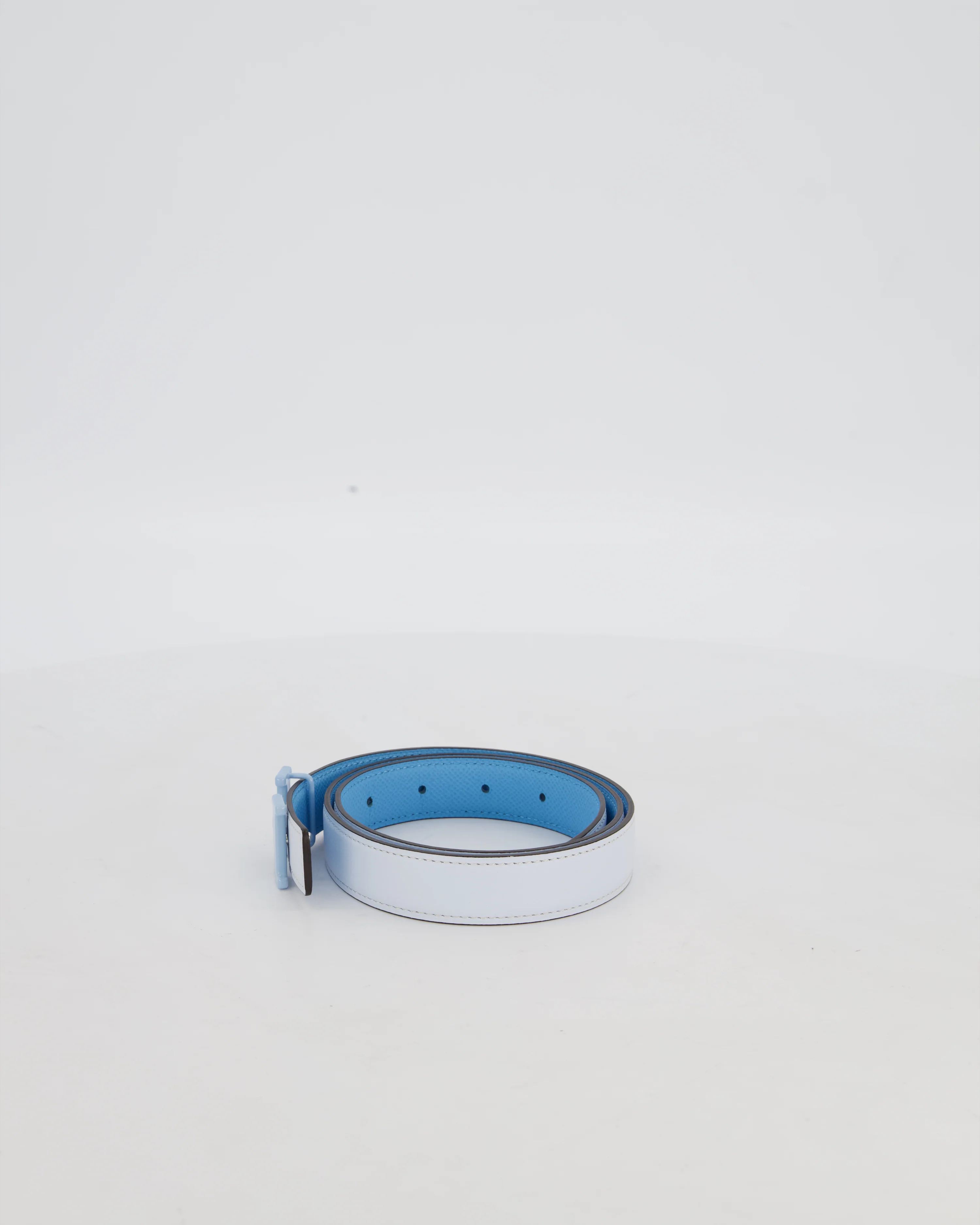 Hermès H Belt in Bleu Brume/Bleu Celeste Swift Leather Size 80cm - Image 4