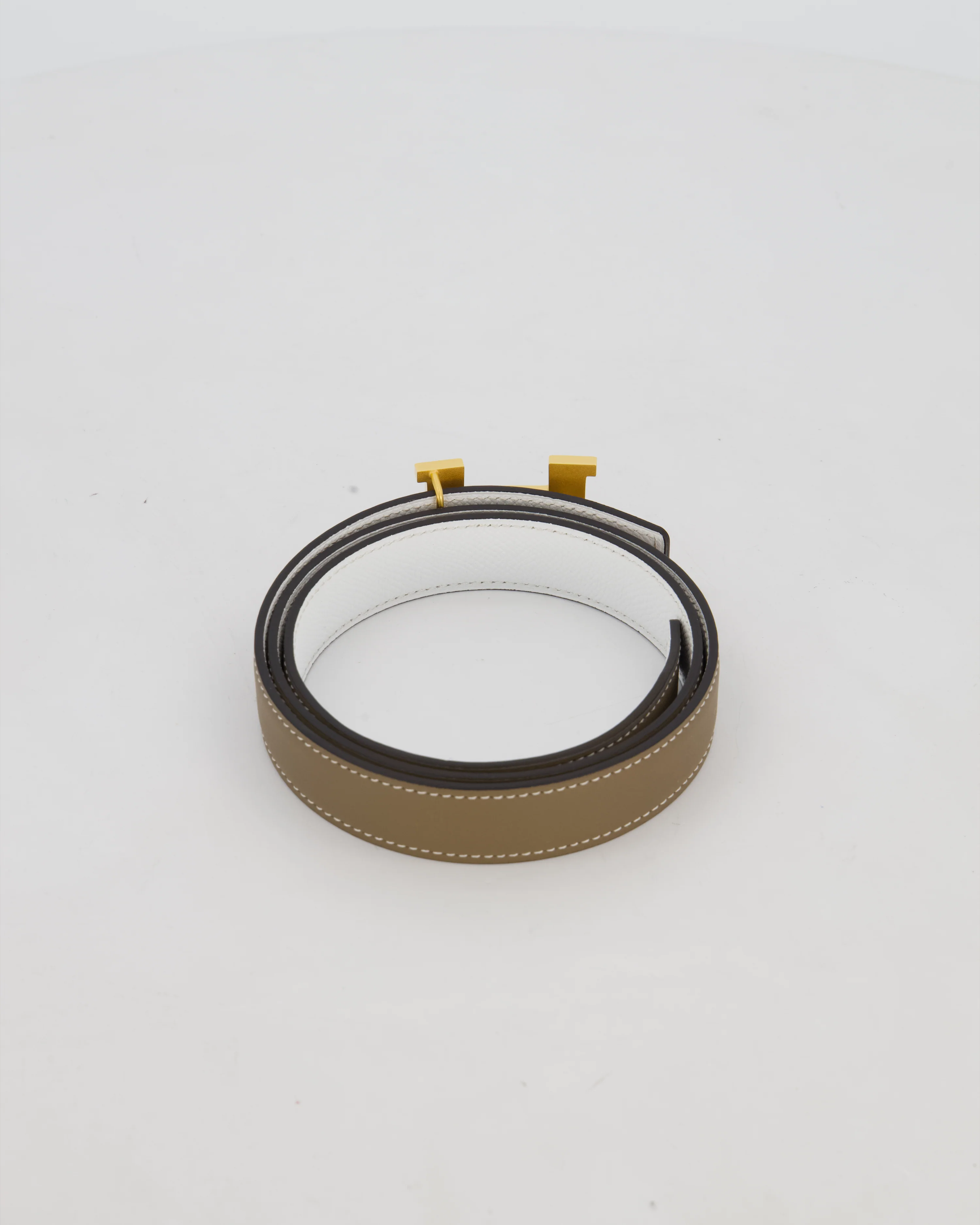 Hermès H Belt in Etoupe Swift Leather with Ombre Lizard Buckle Size 80cm - Image 3